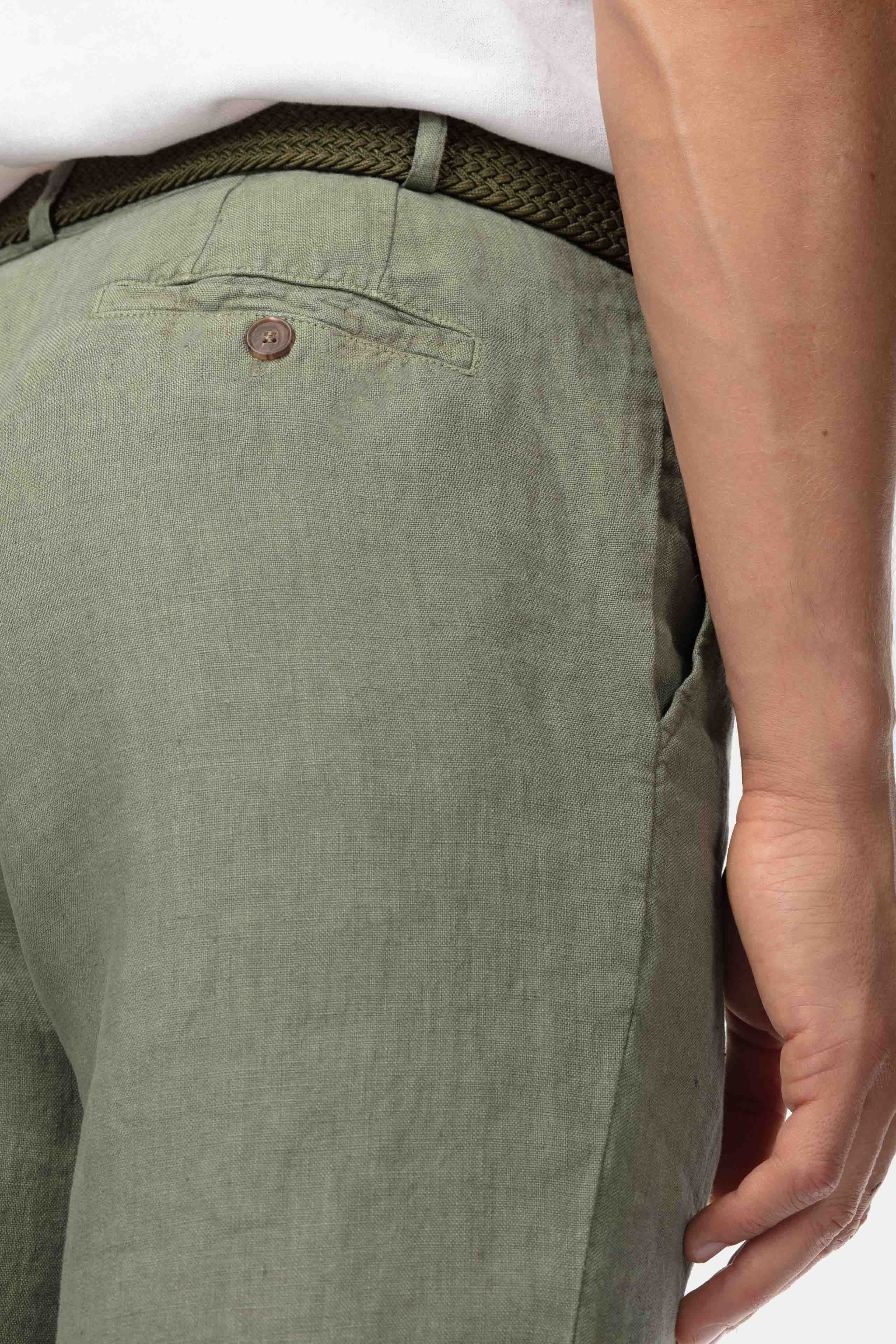 Linen Bermuda shorts - Military green