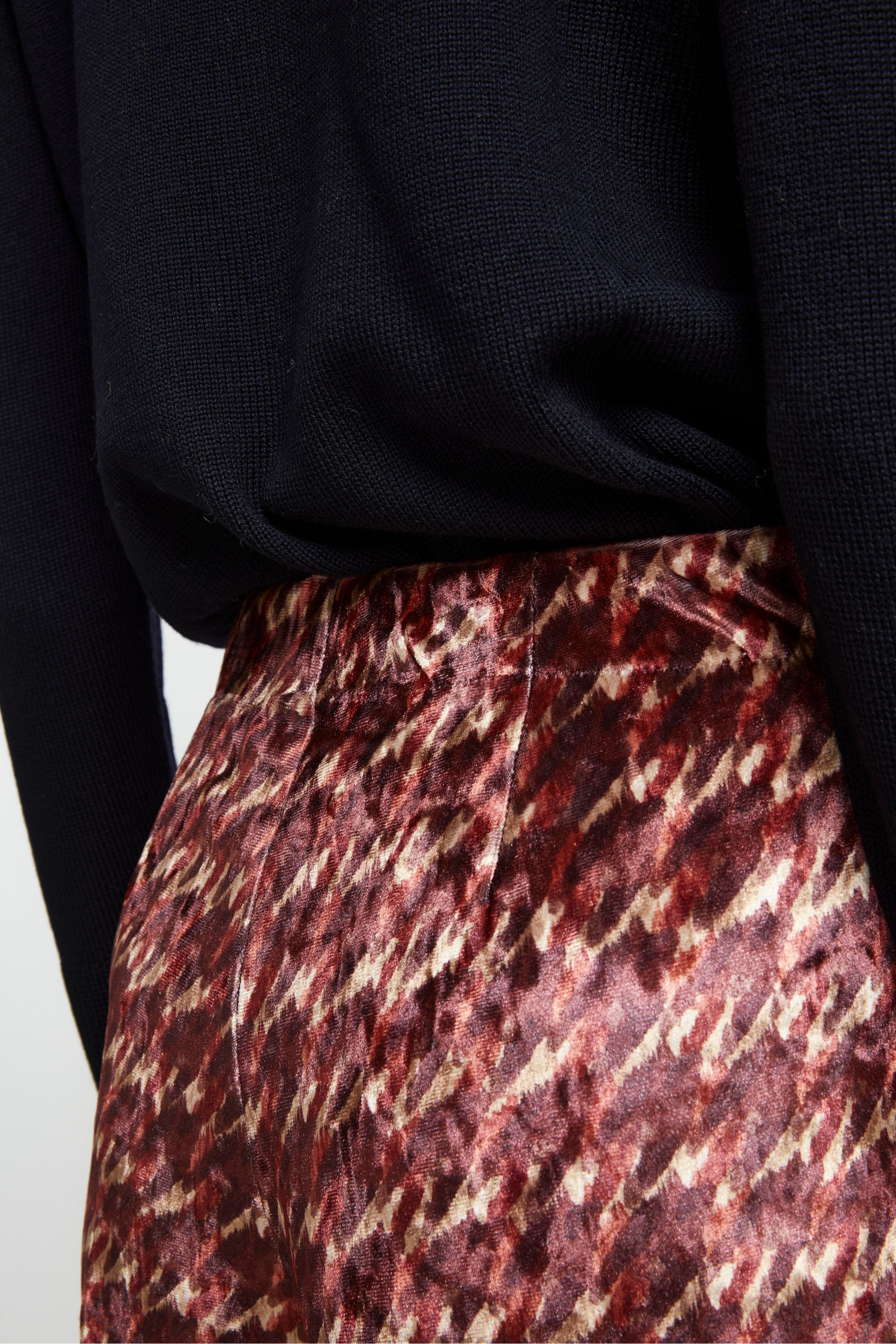 Palazzo Velvet Pants - BURGUNDY PATTERN