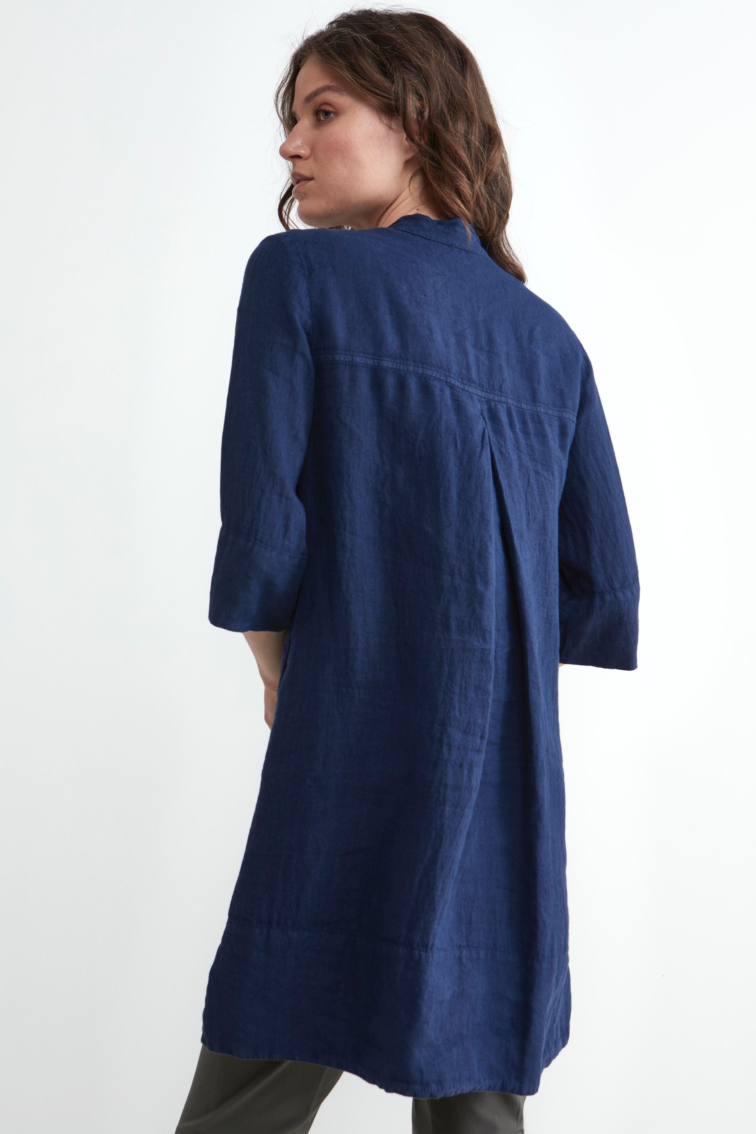 Robe de lin souple - Bleu