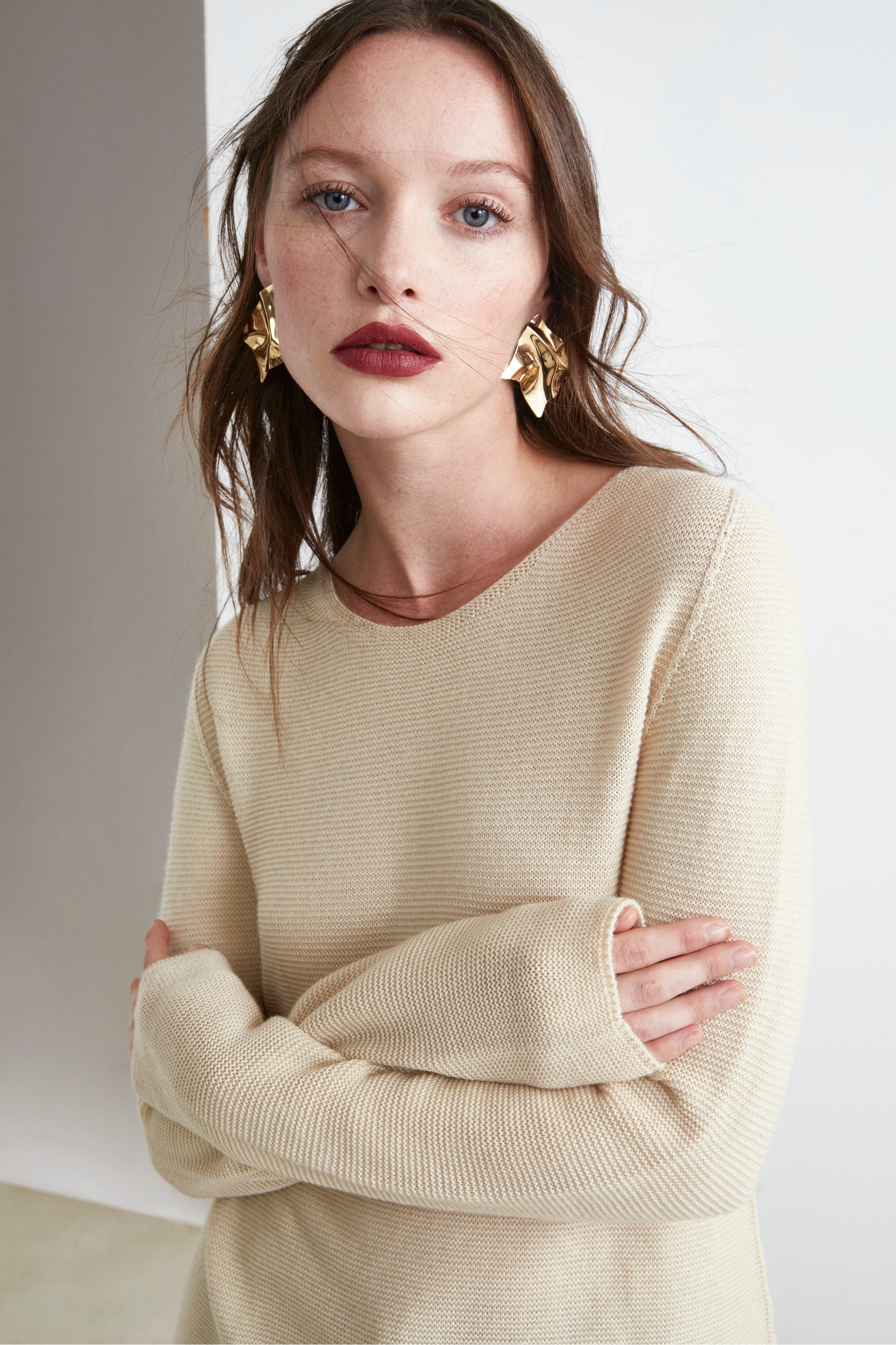  Boat Neck Sweater in Merino Wool - VANILLA