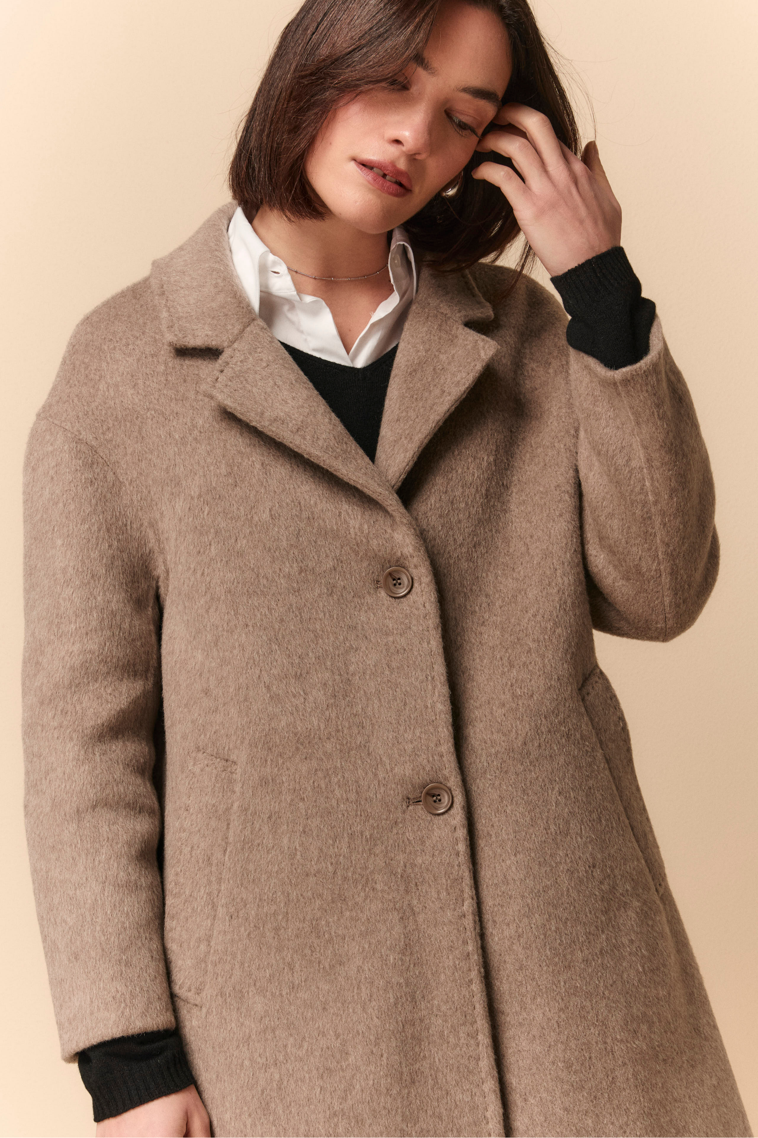 Manteau Midi en Laine Rembourré - BEIGE