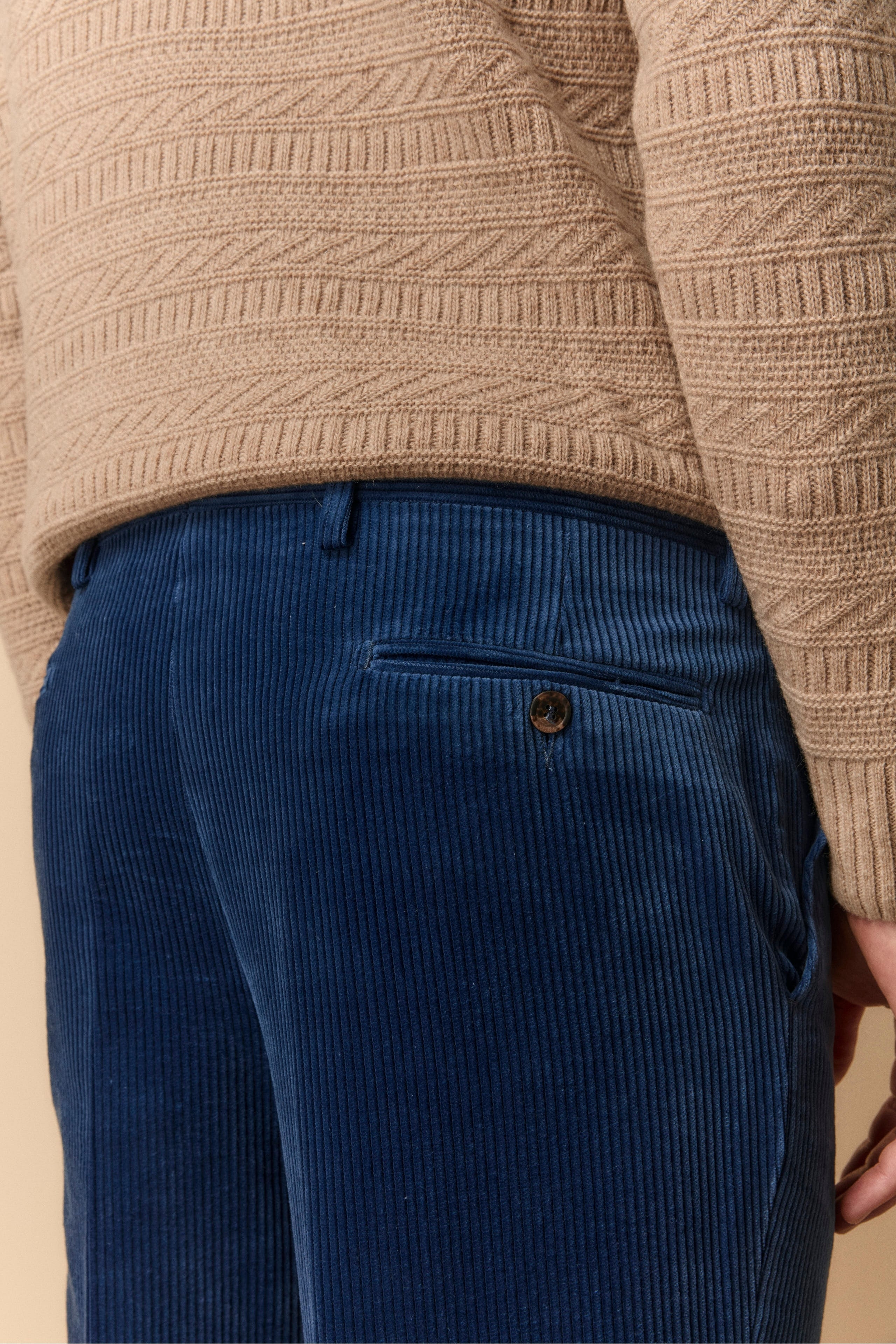 Regular Fit Samthose - Mittelblau