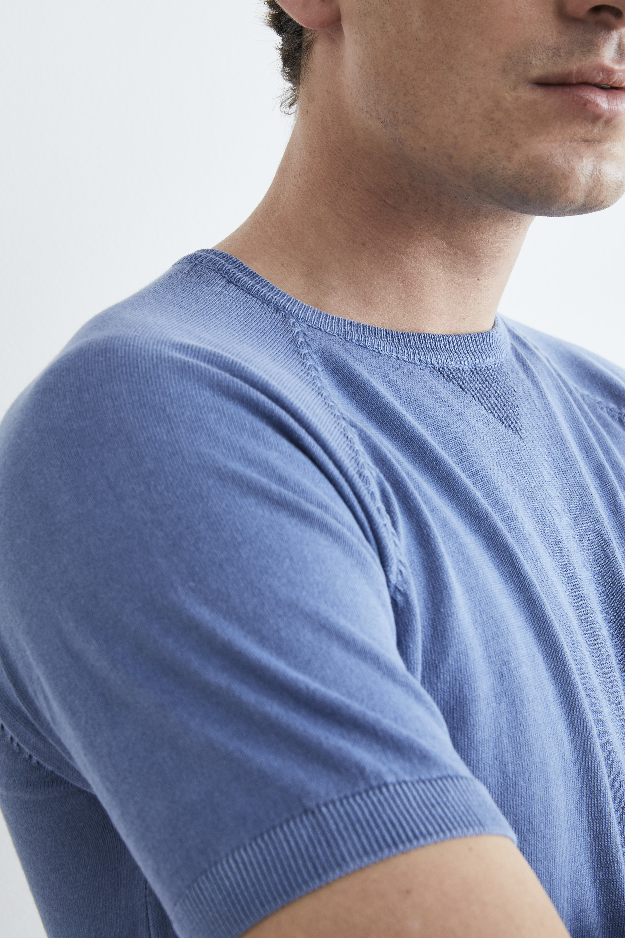 Plain round-neck T-shirt - Air force blue