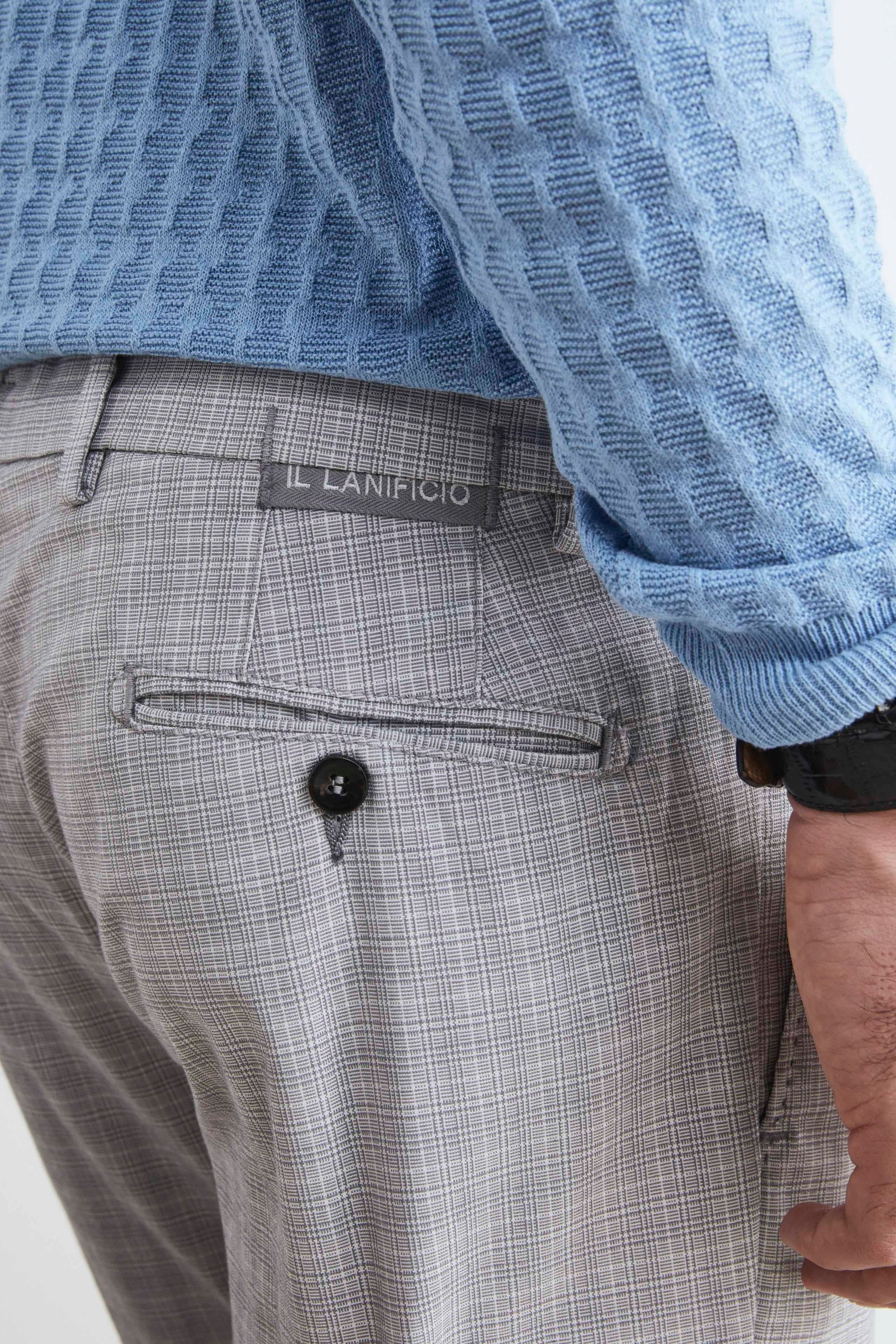 Men’s micro-patterned trousers - Grey check