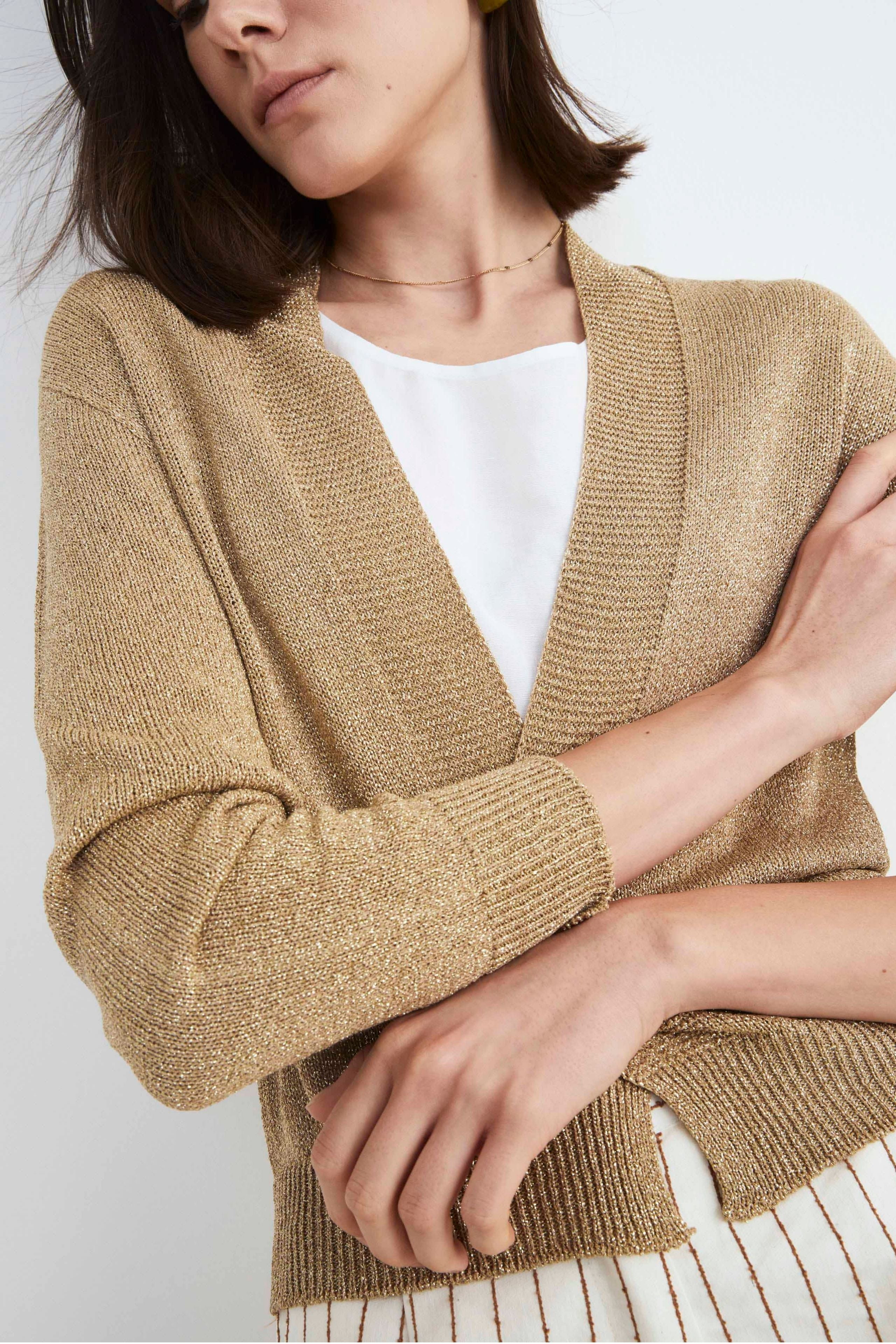 Kurze Strickjacke für Frauen - Gold