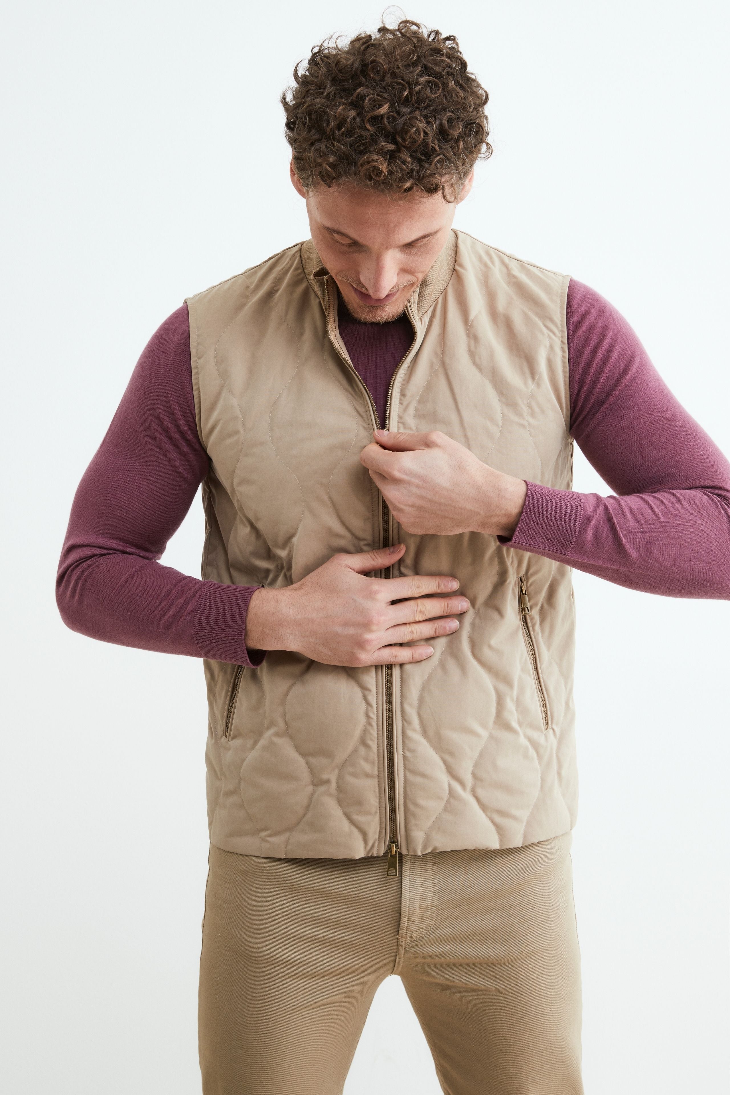 Quilted vest for men - CAMEL