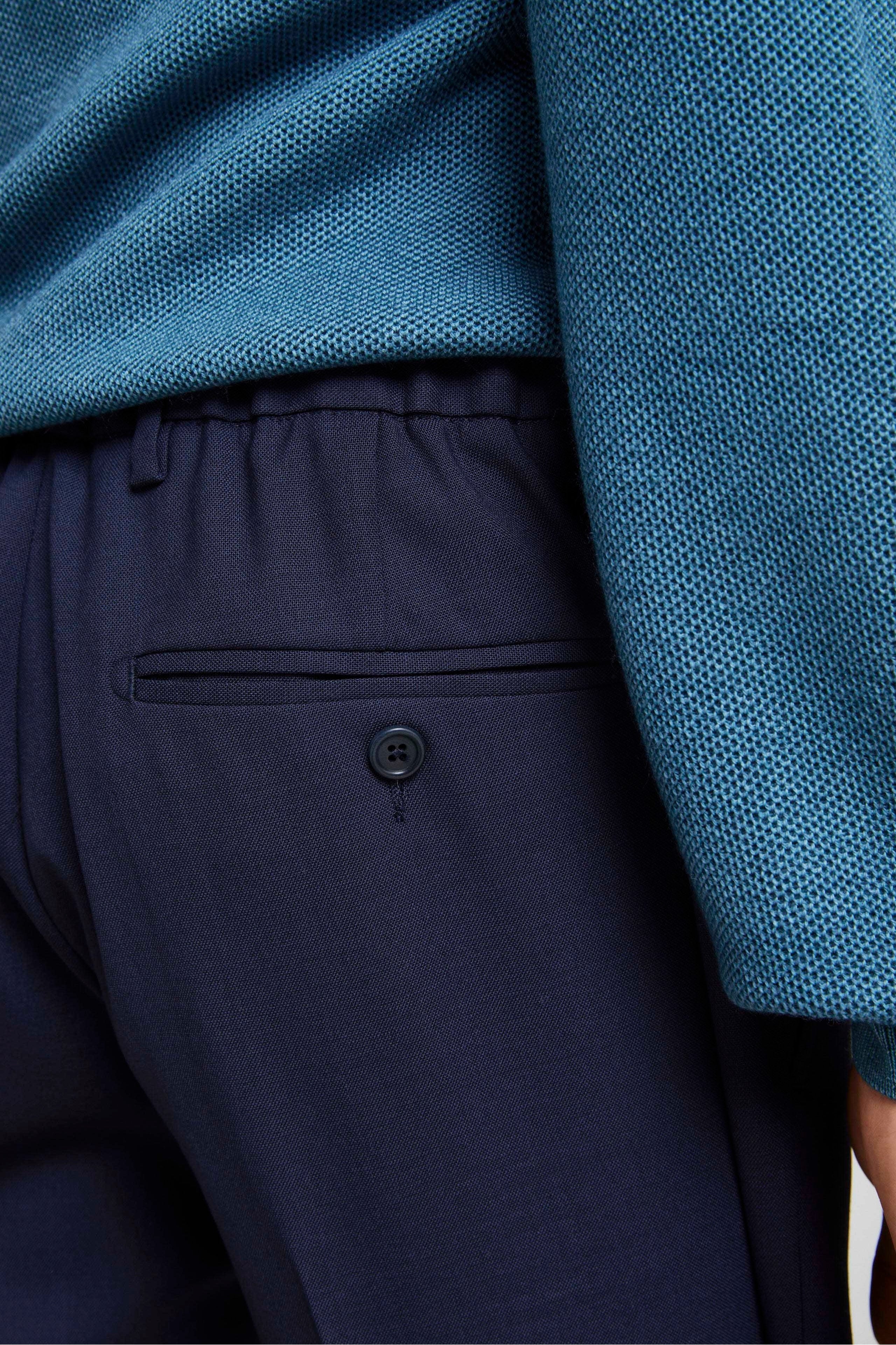 Wool Drawstring Pants - BLUE