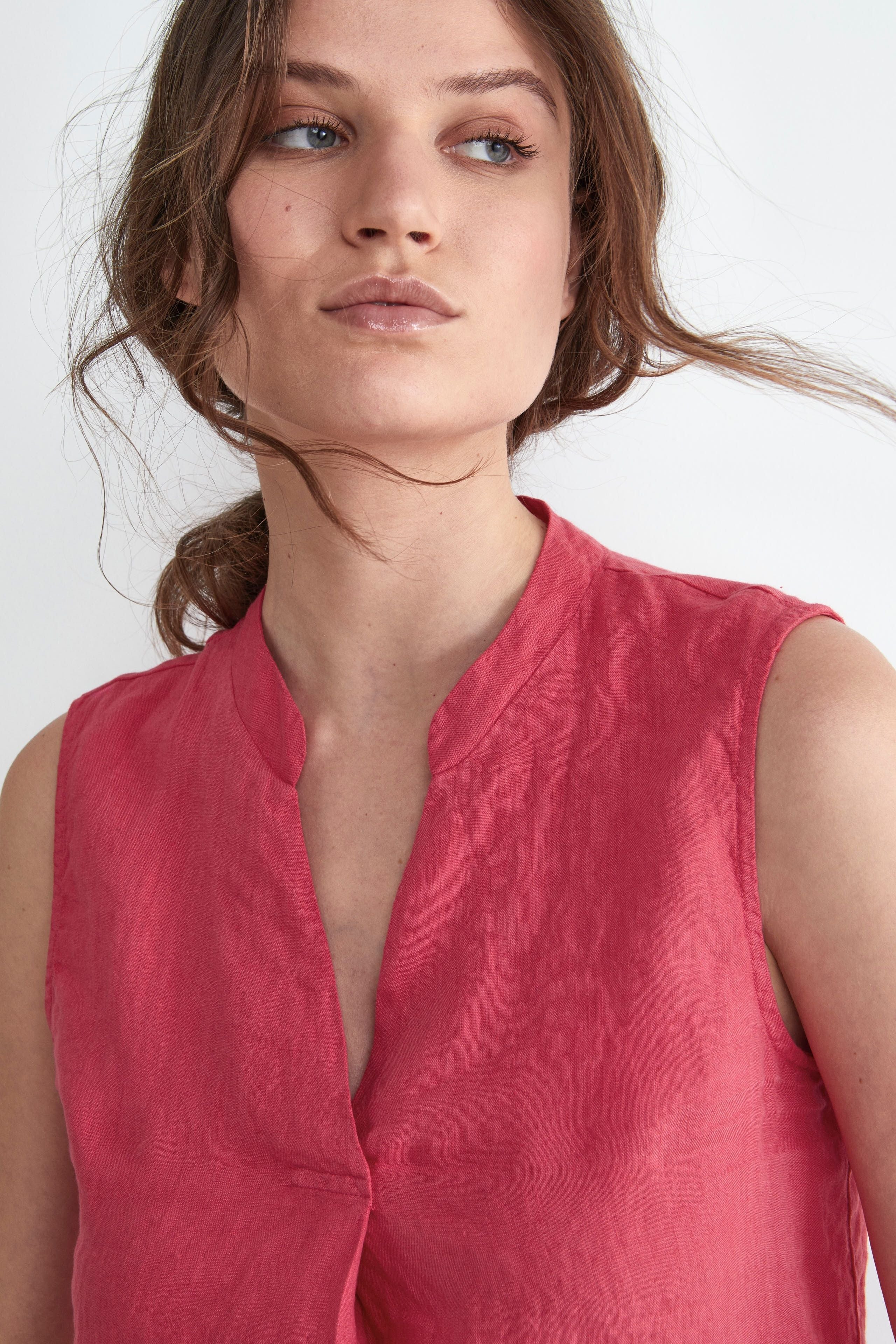 Linen Top - Coral pink