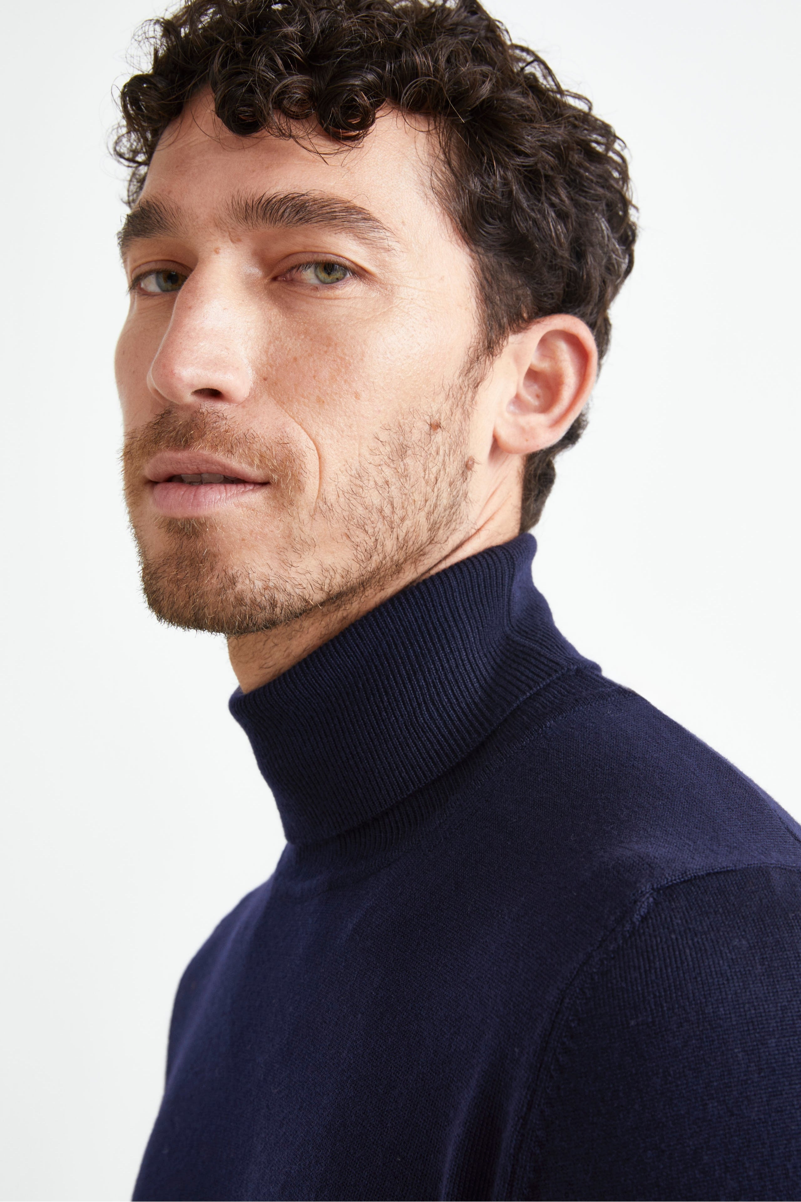 Merino Wool Turtleneck - BLUE