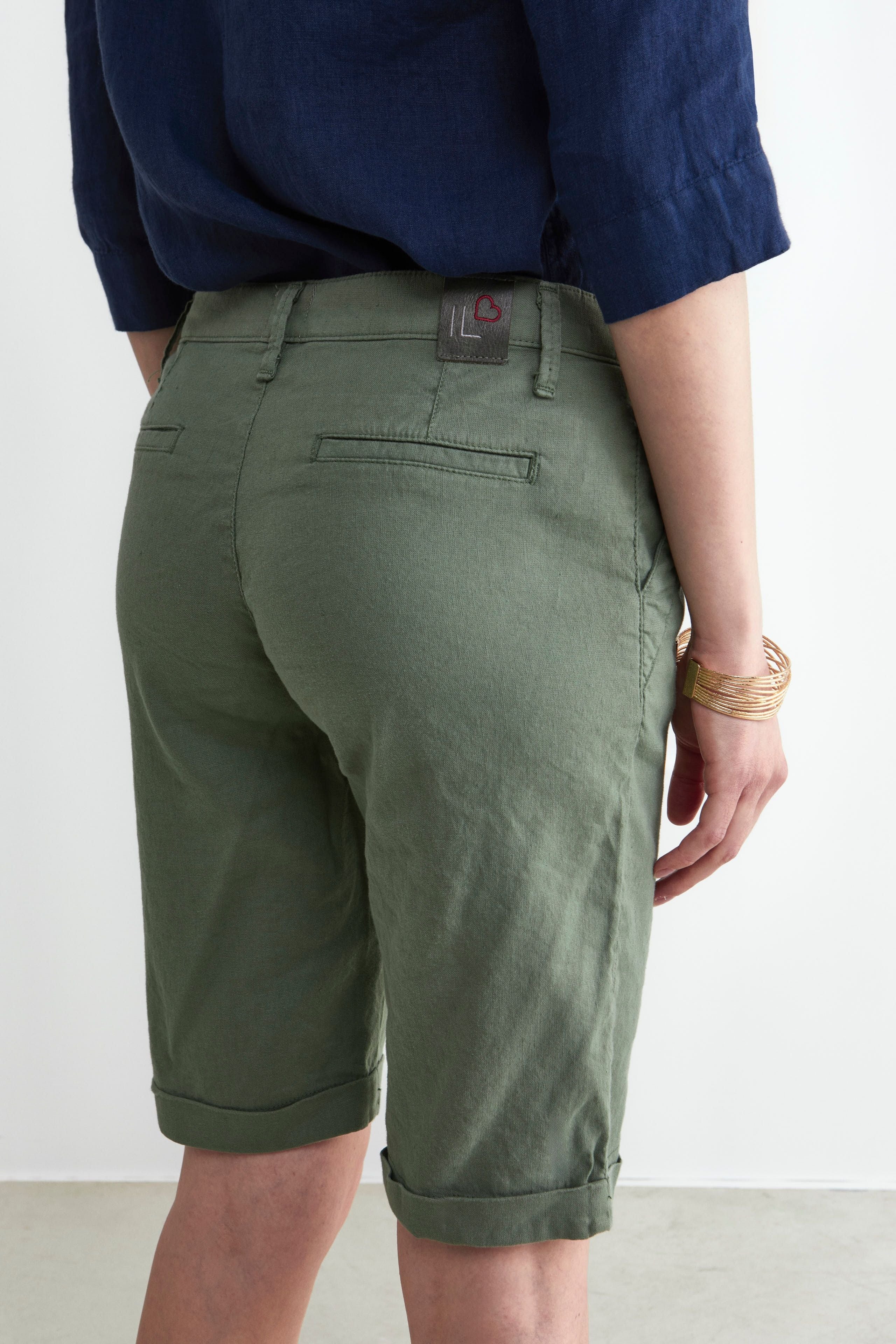 Linen bermuda shorts - GREEN