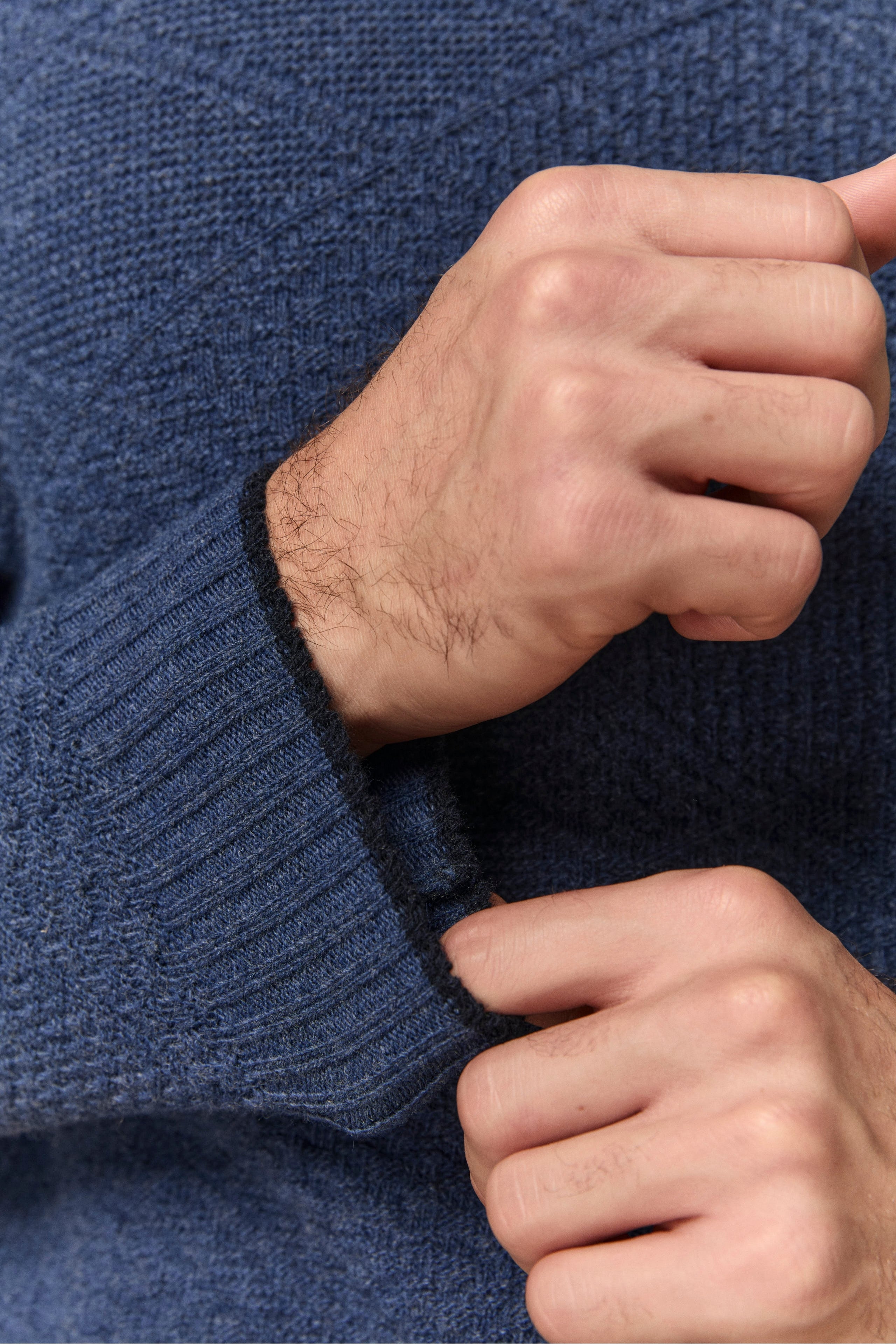 Knitted Crew Neck in Extra Fine Merino Wool - DENIM