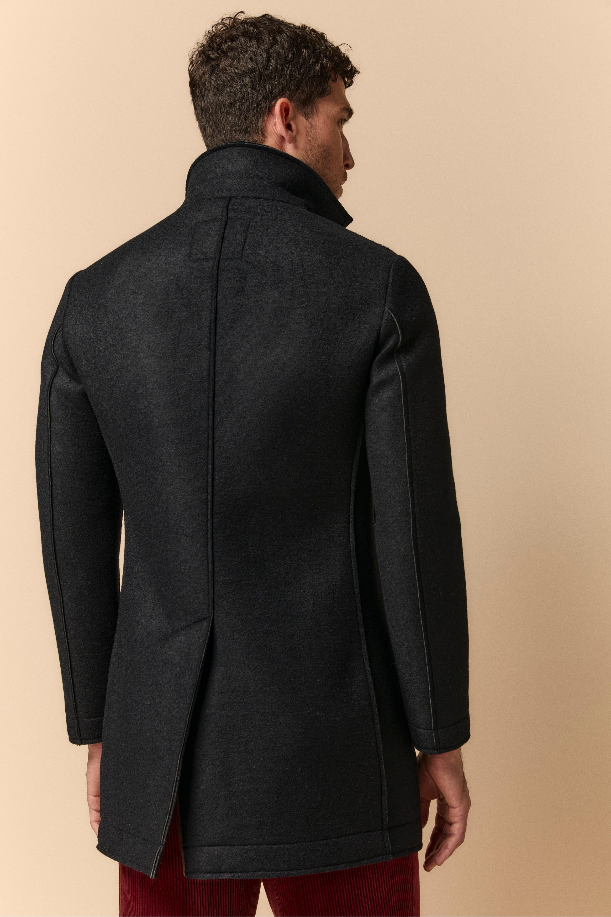 Raw-Cut Coat with Vest - Midnight blue