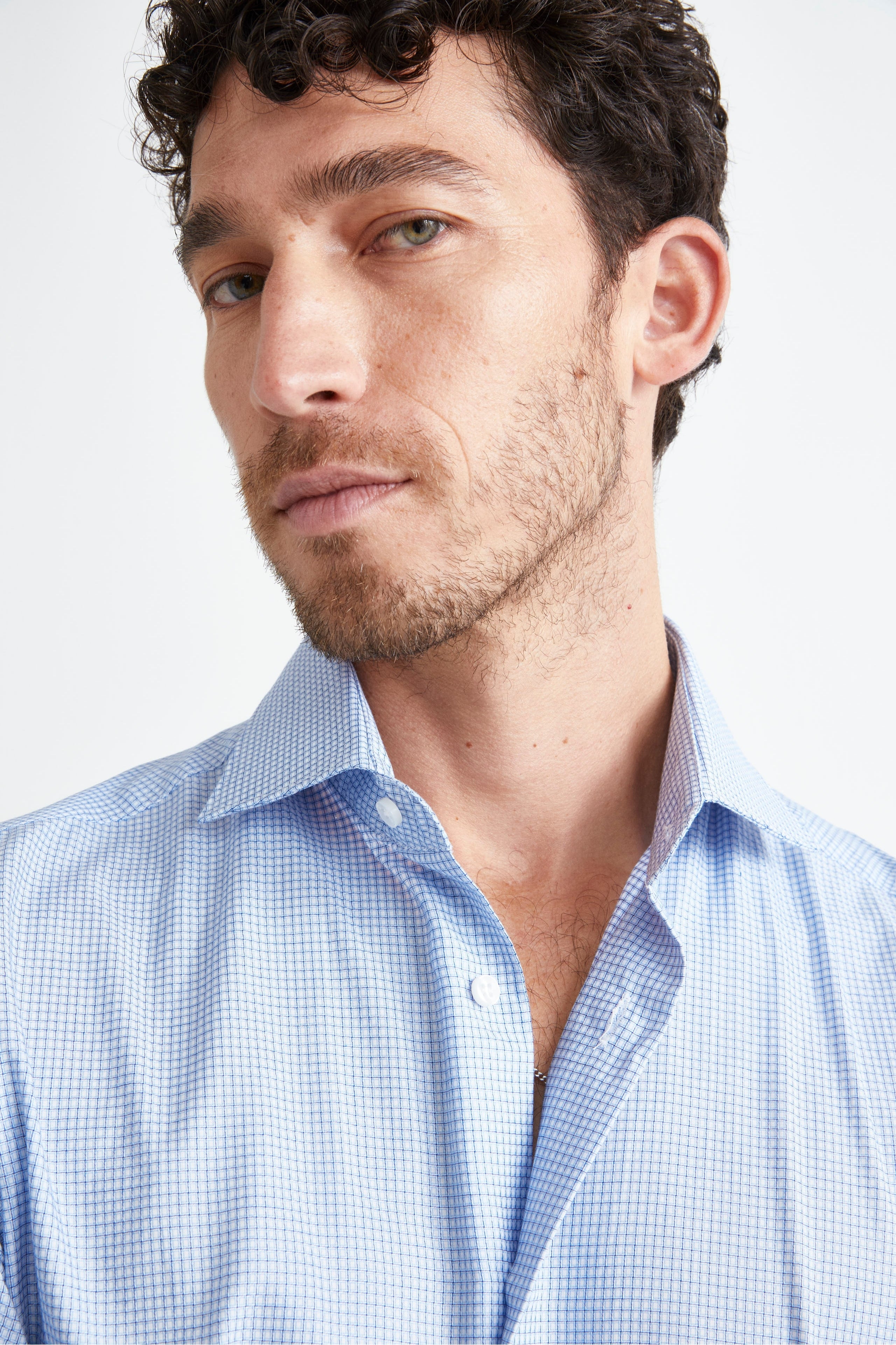 Checkered Regular Fit Shirt - White-Light blue pattern