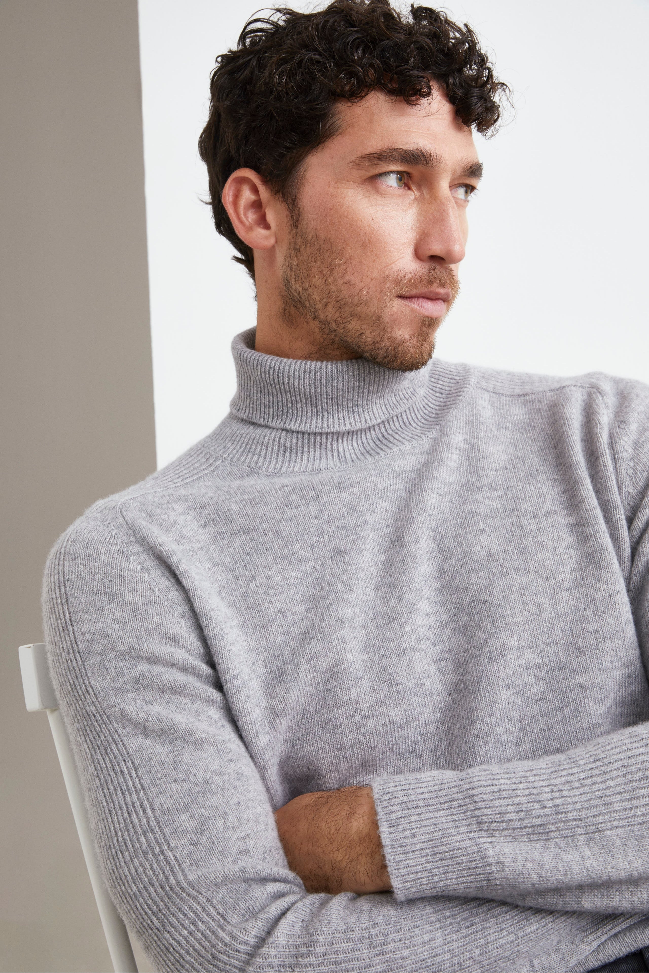 Wool and Cashmere Blend Turtleneck - Ash grey