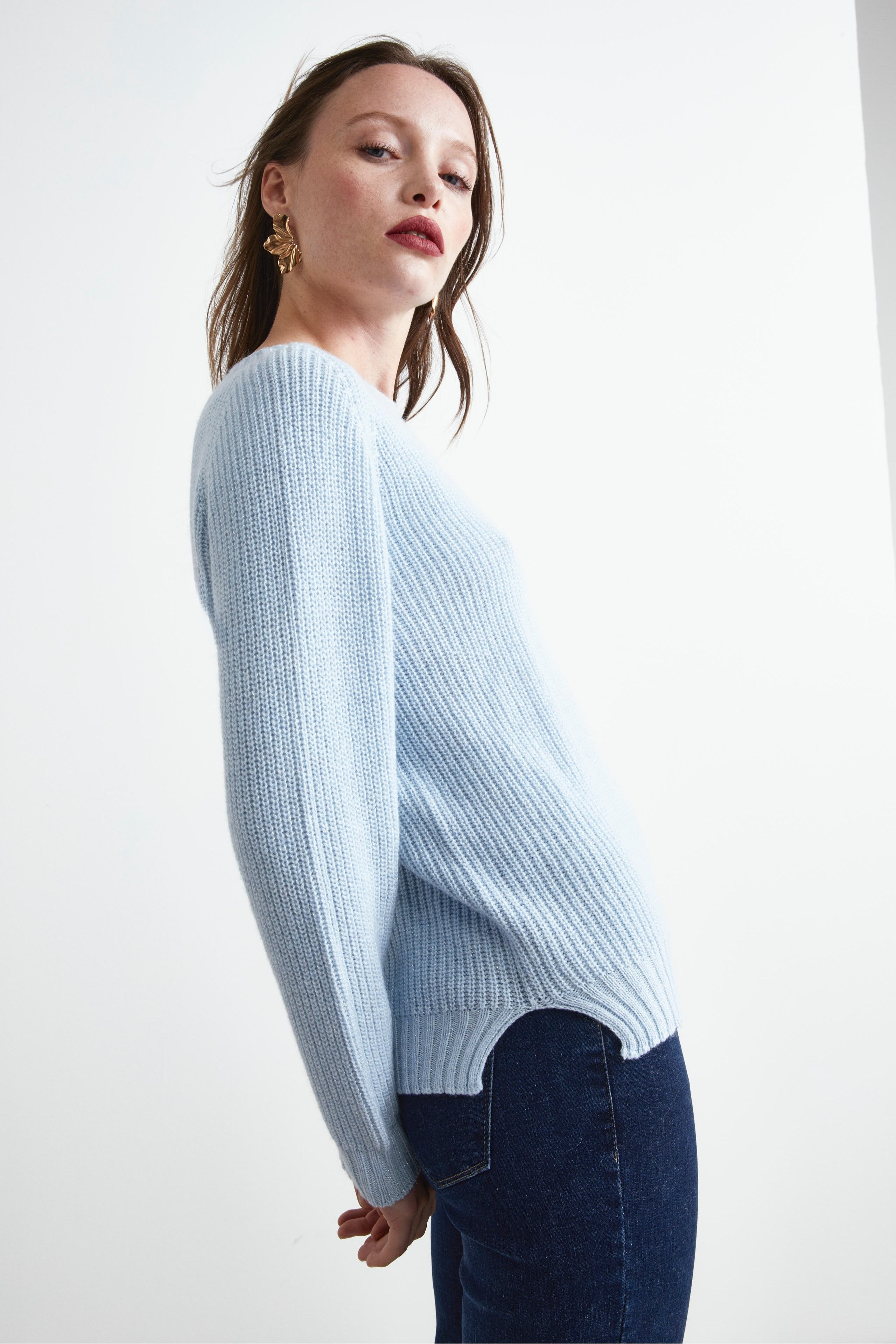 Weicher Lurex-Pullover - hellblau