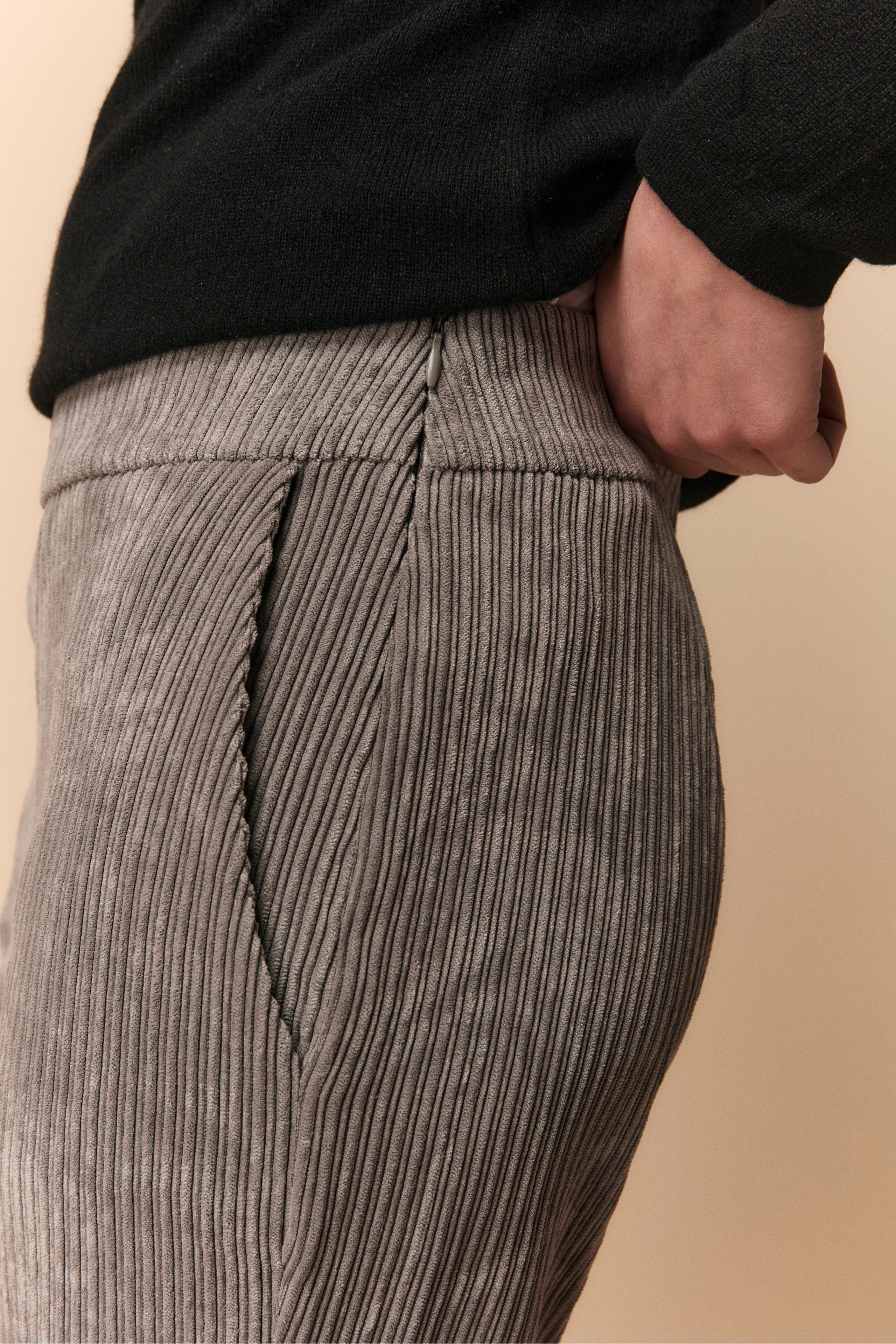 Pantalon Évasé en Velours - GRIS