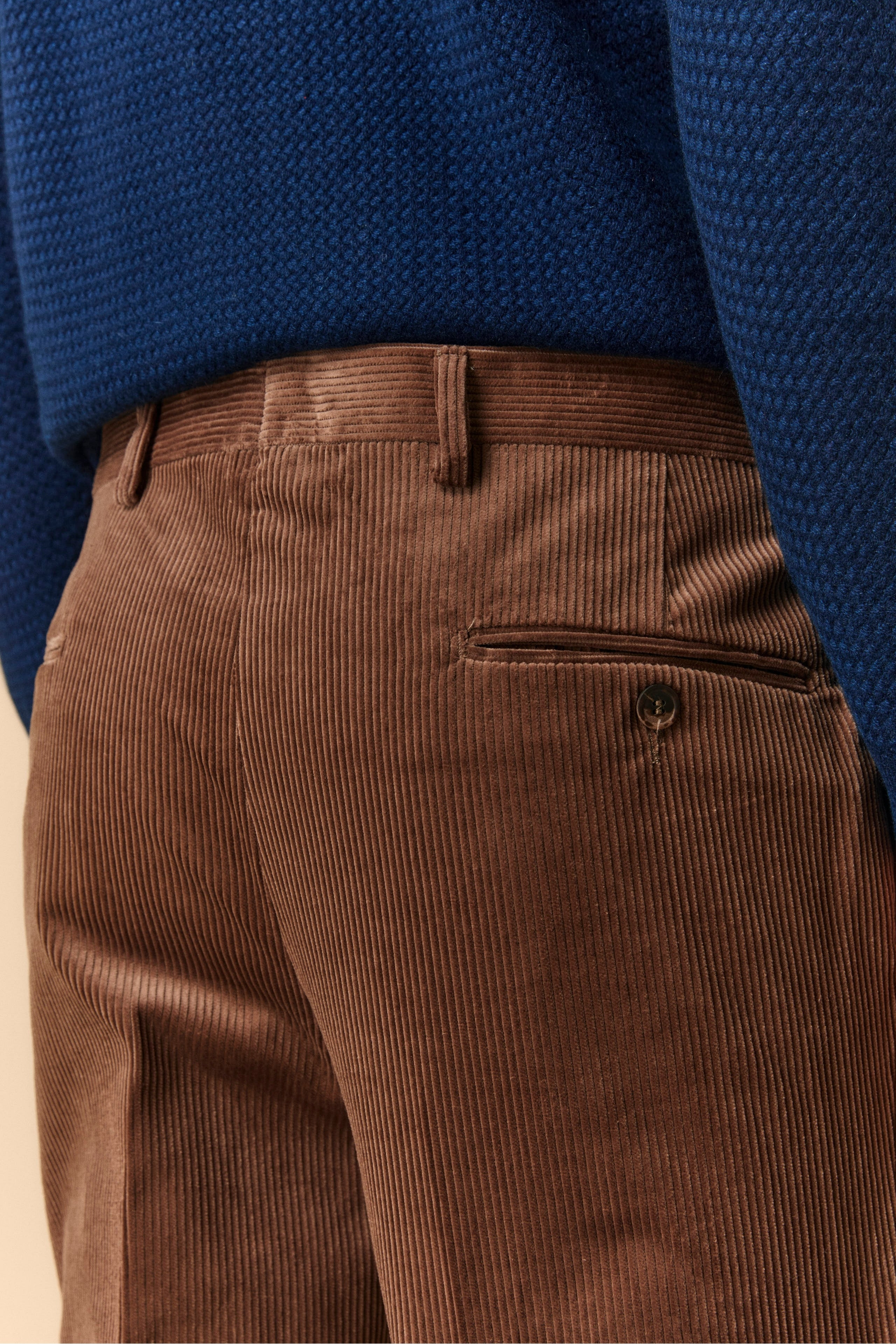 Ribbed Velvet Trousers - Warm brown