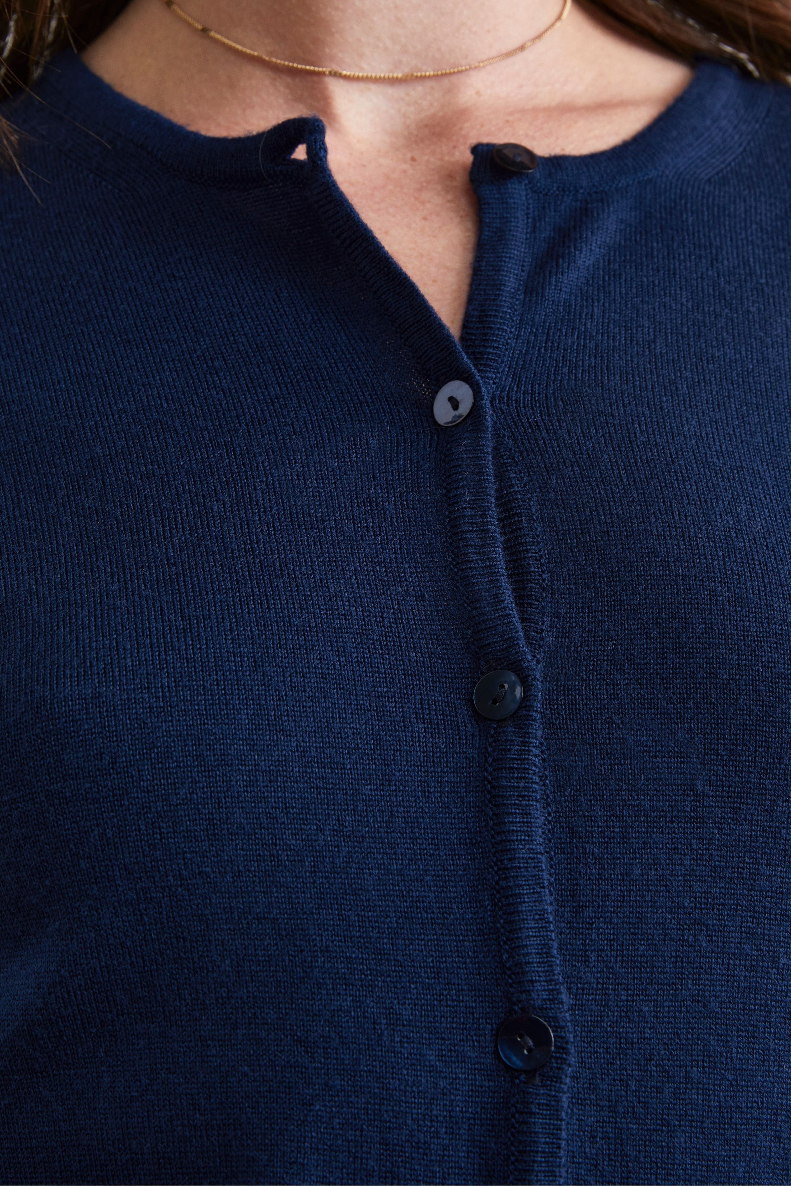 Schlanker Merinowolle Cardigan - BLAU