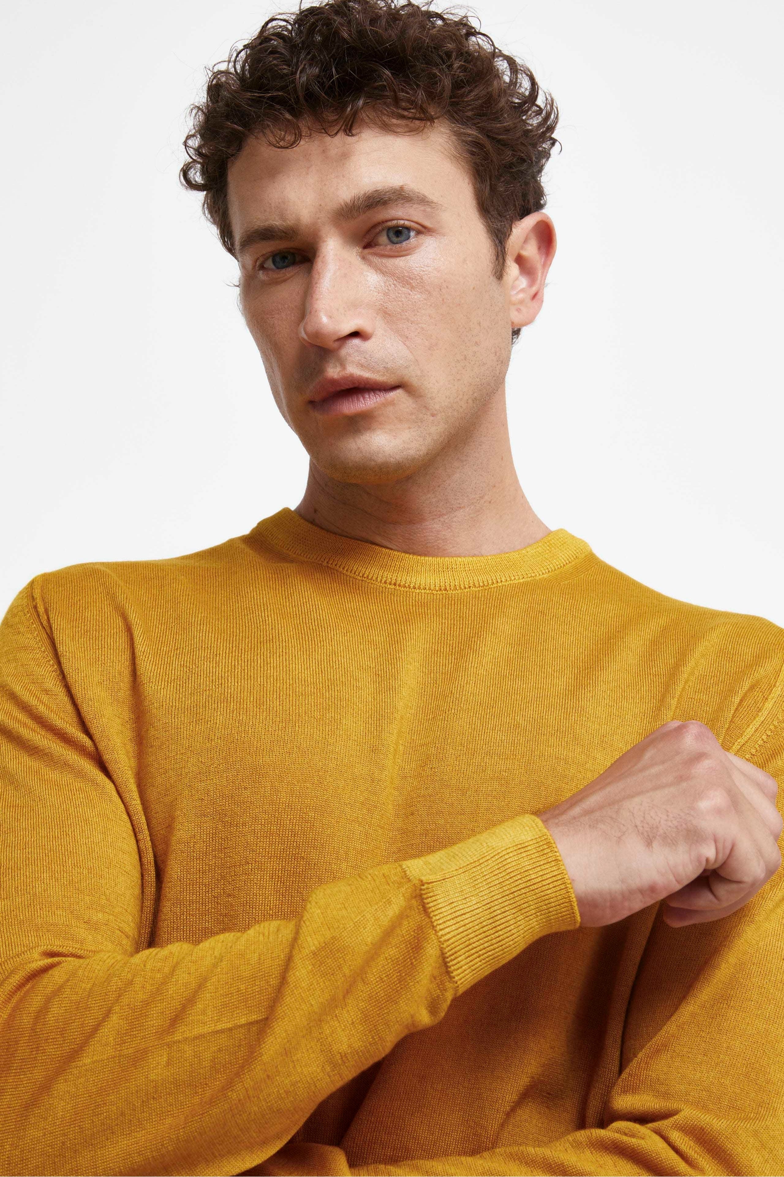 Extrafine Merino Wool Crew Neck - MUSTARD