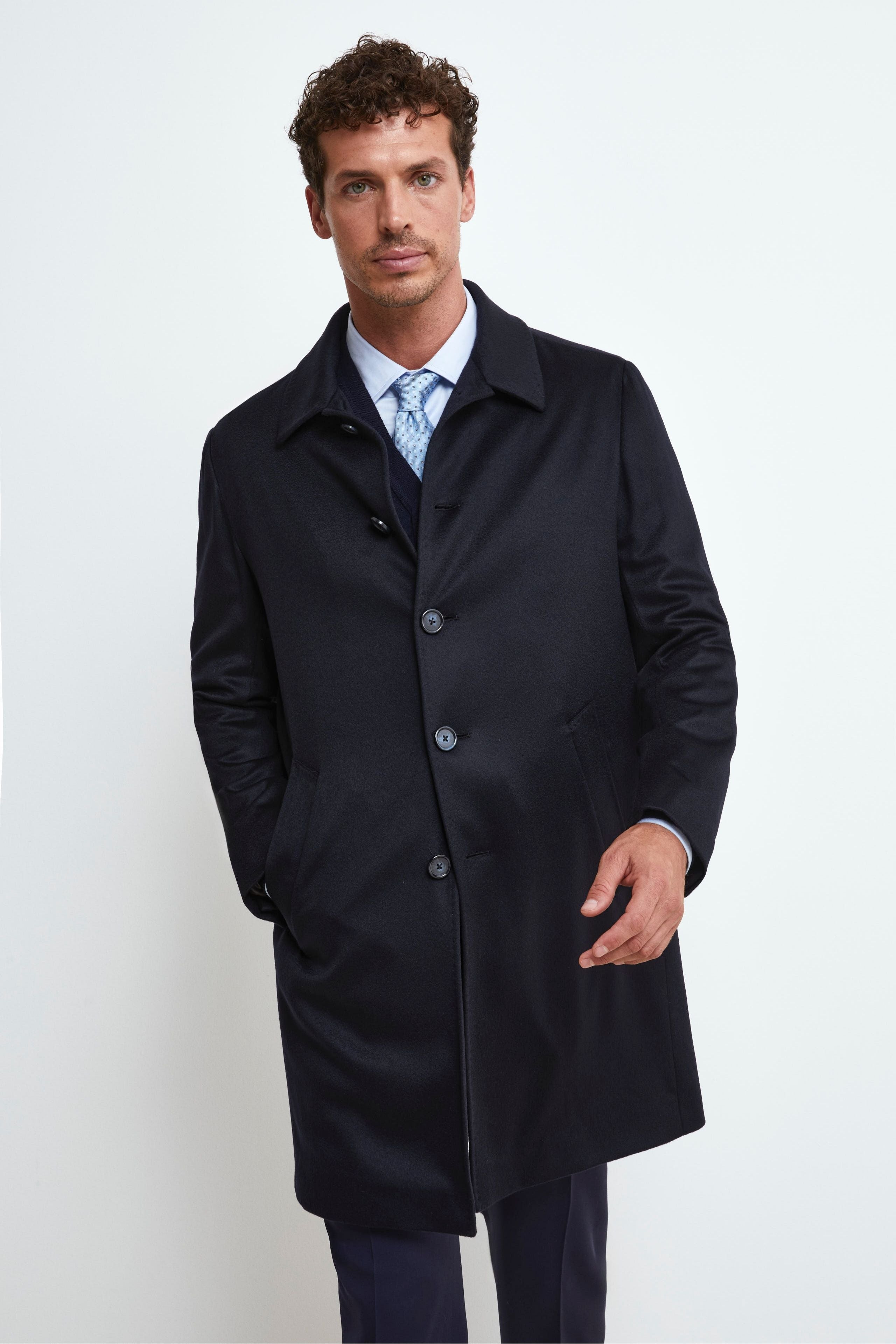 Lined Cashmere Coat - Midnight blue