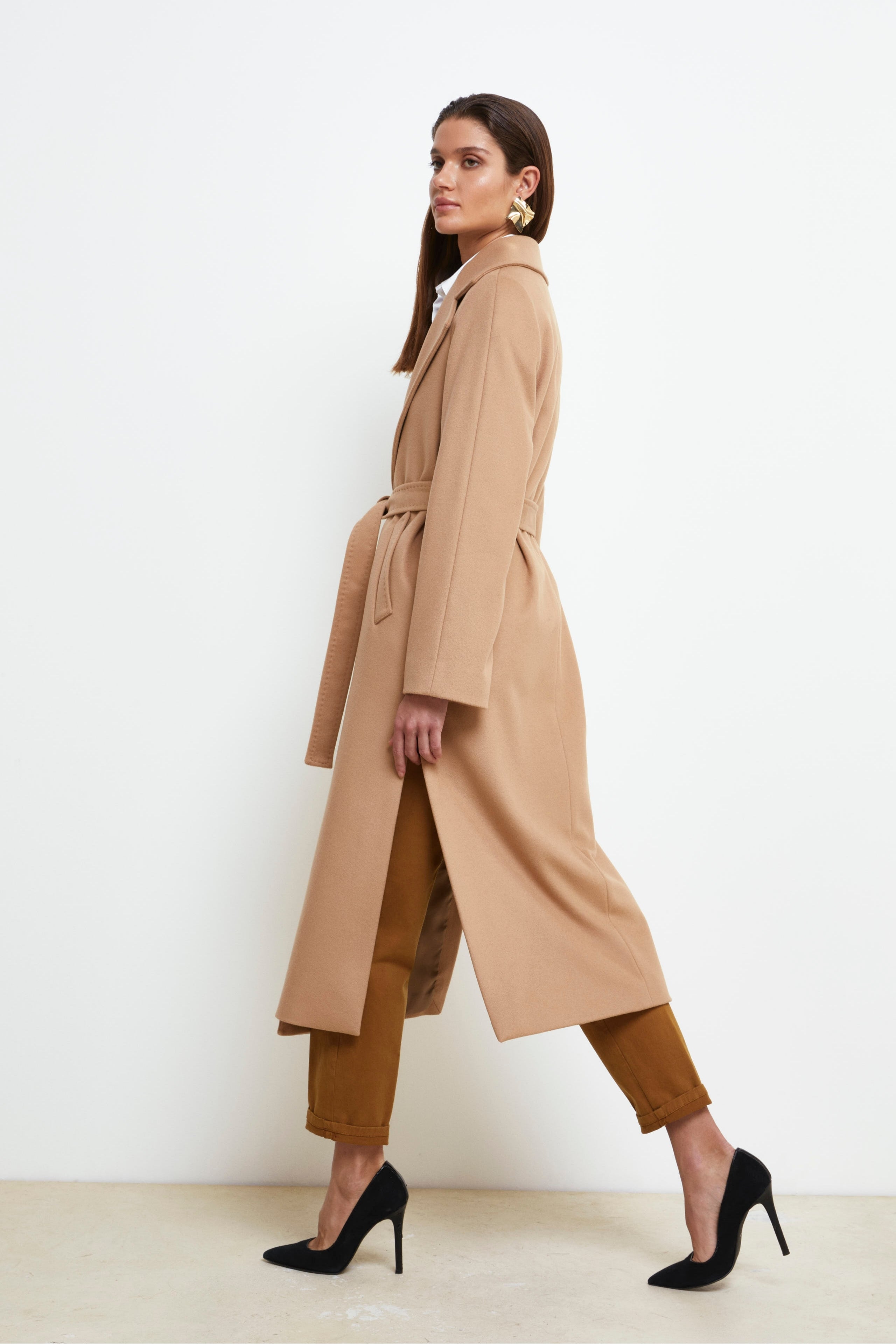 Long coat in wool and cashmere - CAMEL