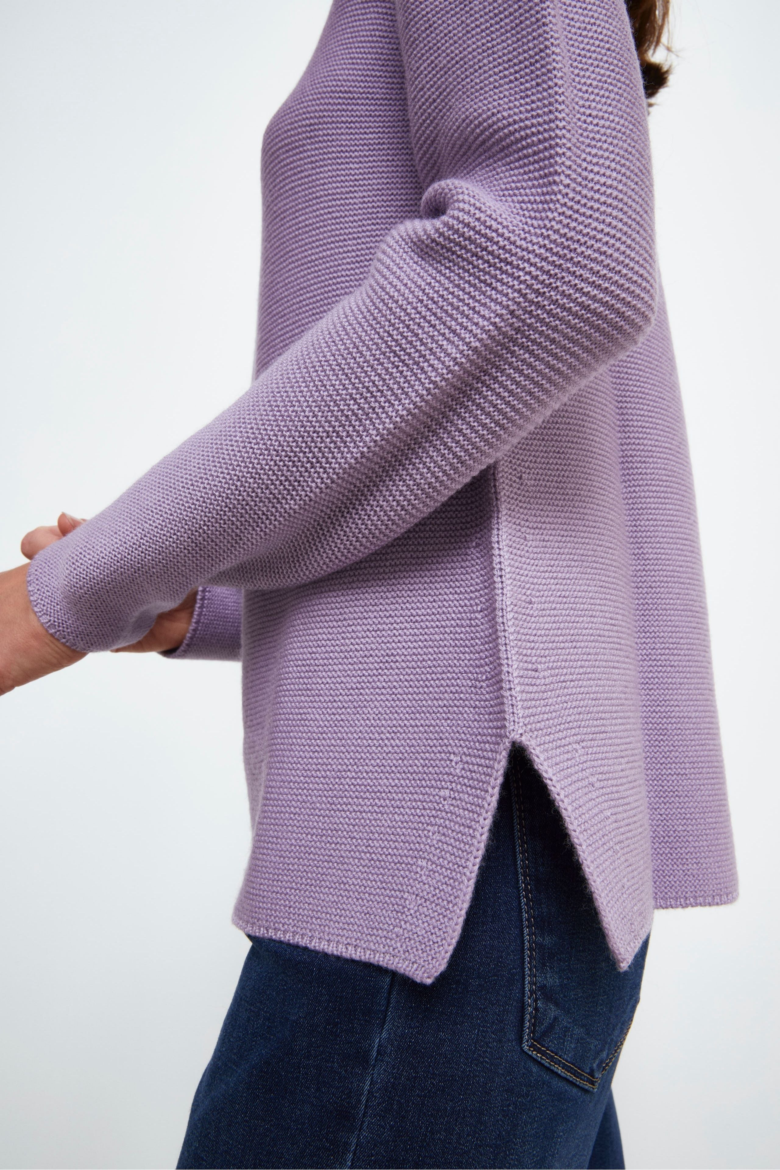 Boat Neck Sweater in Merino Wool - LAVENDER