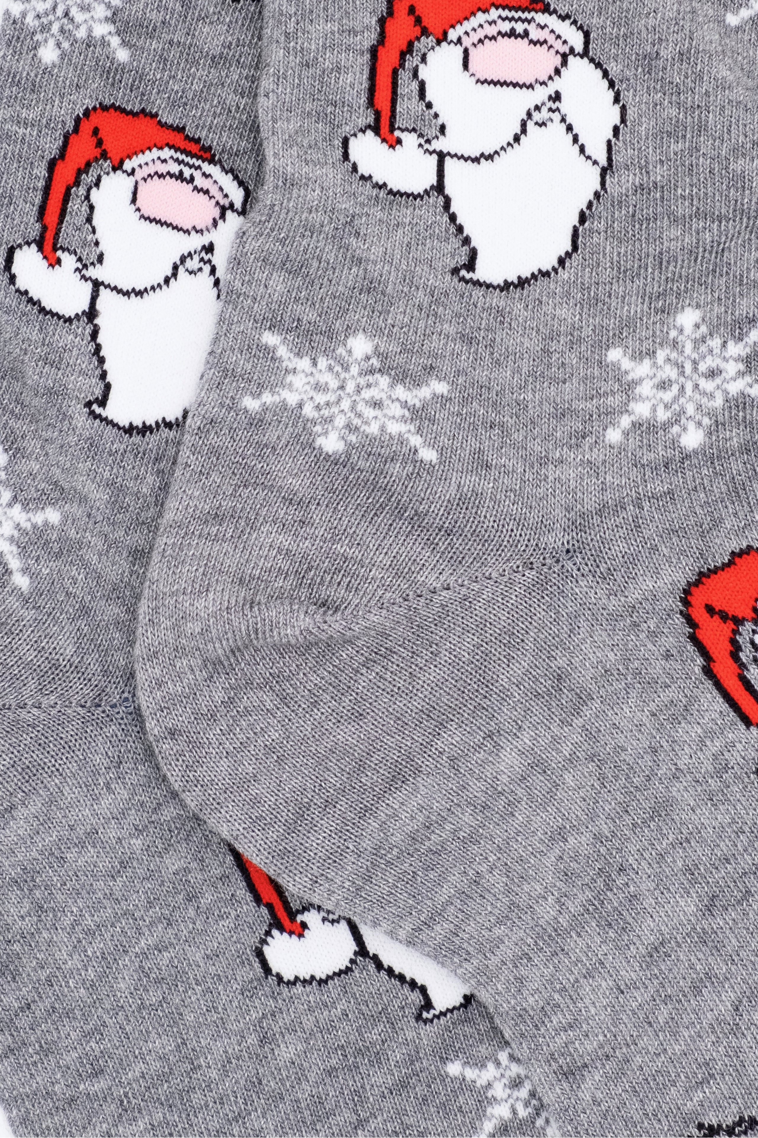 Patterned Christmas Long Socks - Light grey