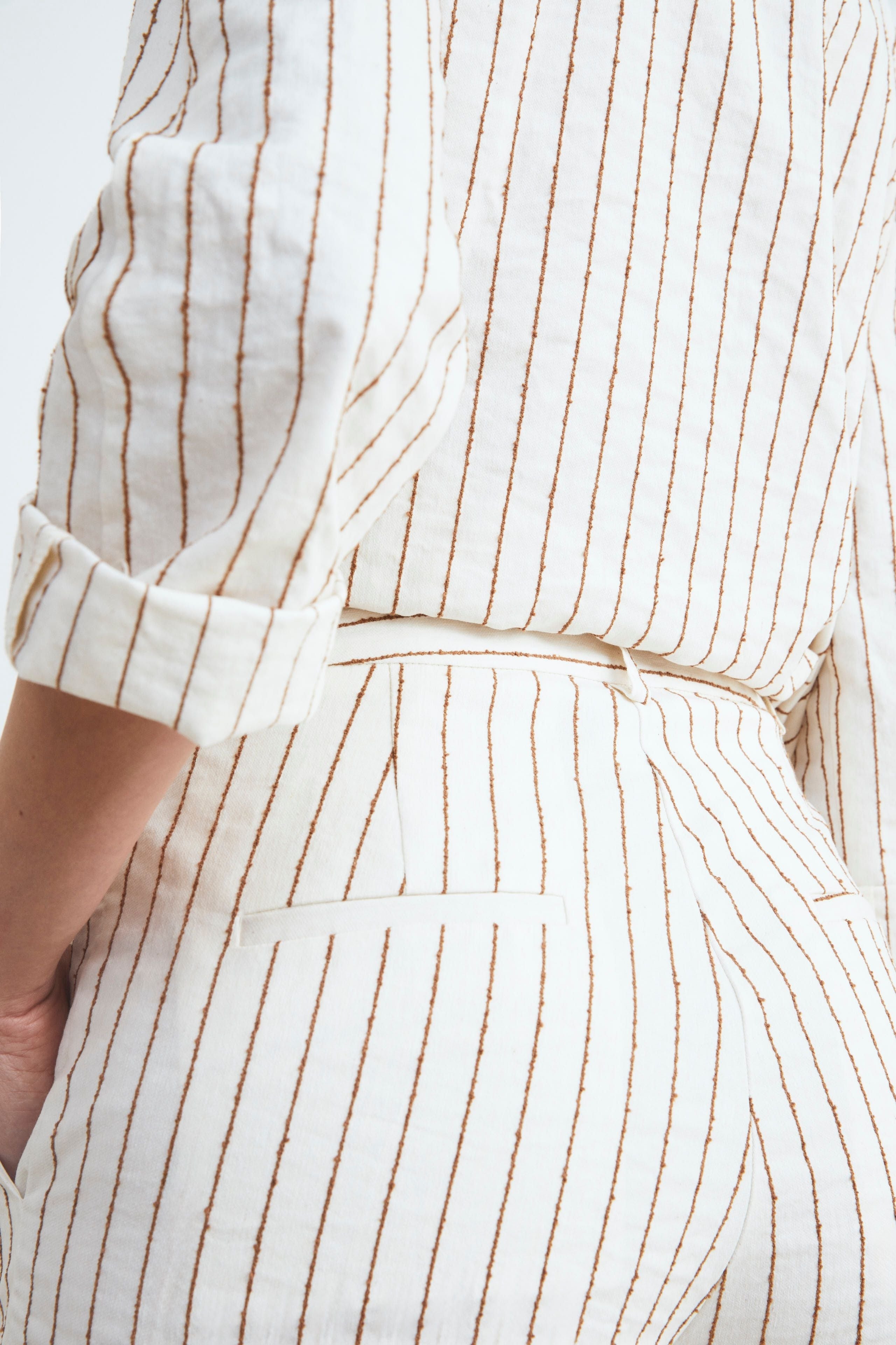 Pinstripe palace pants - IVORY PATTERN