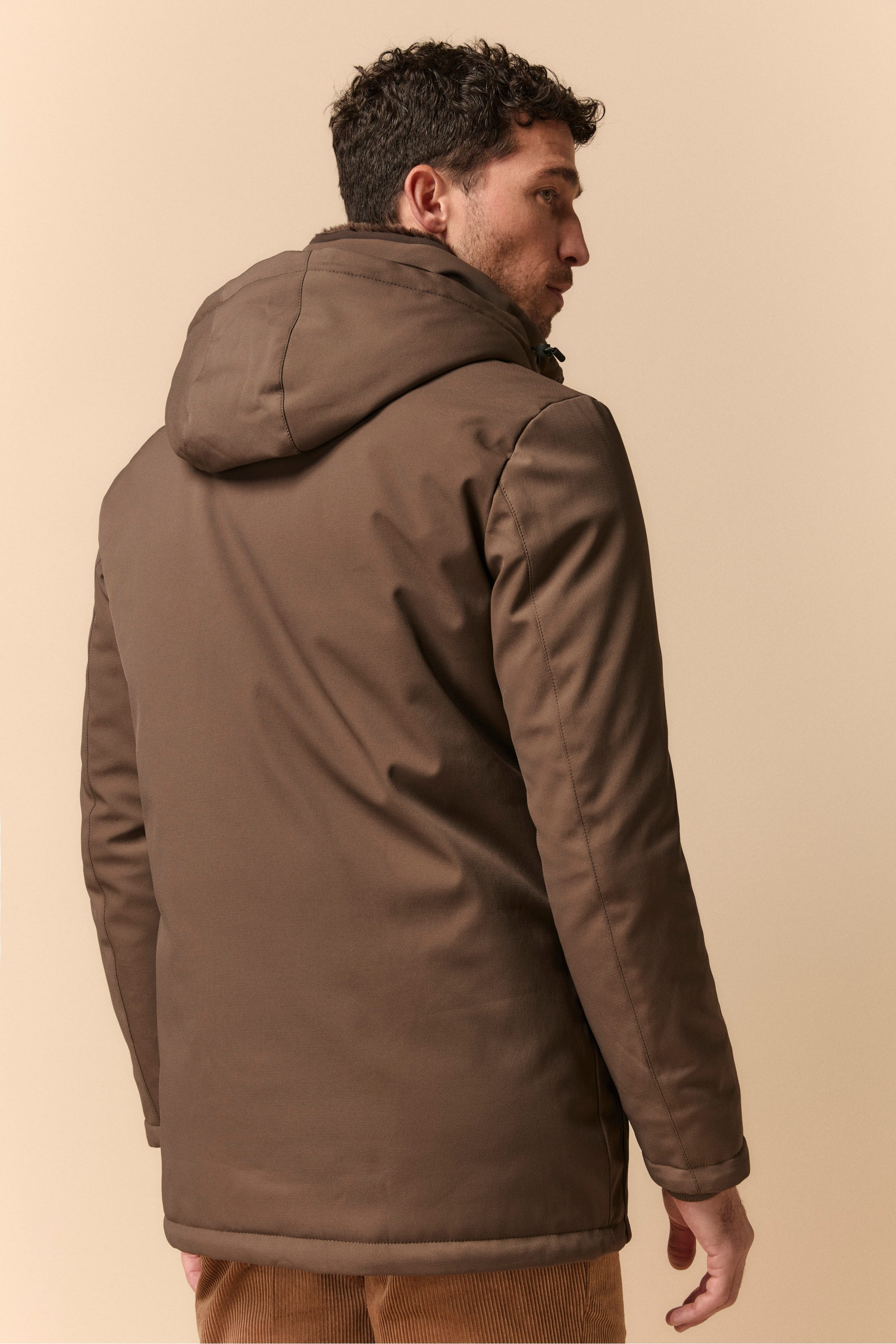 Winter Jacket with Hood and Fur - Brown