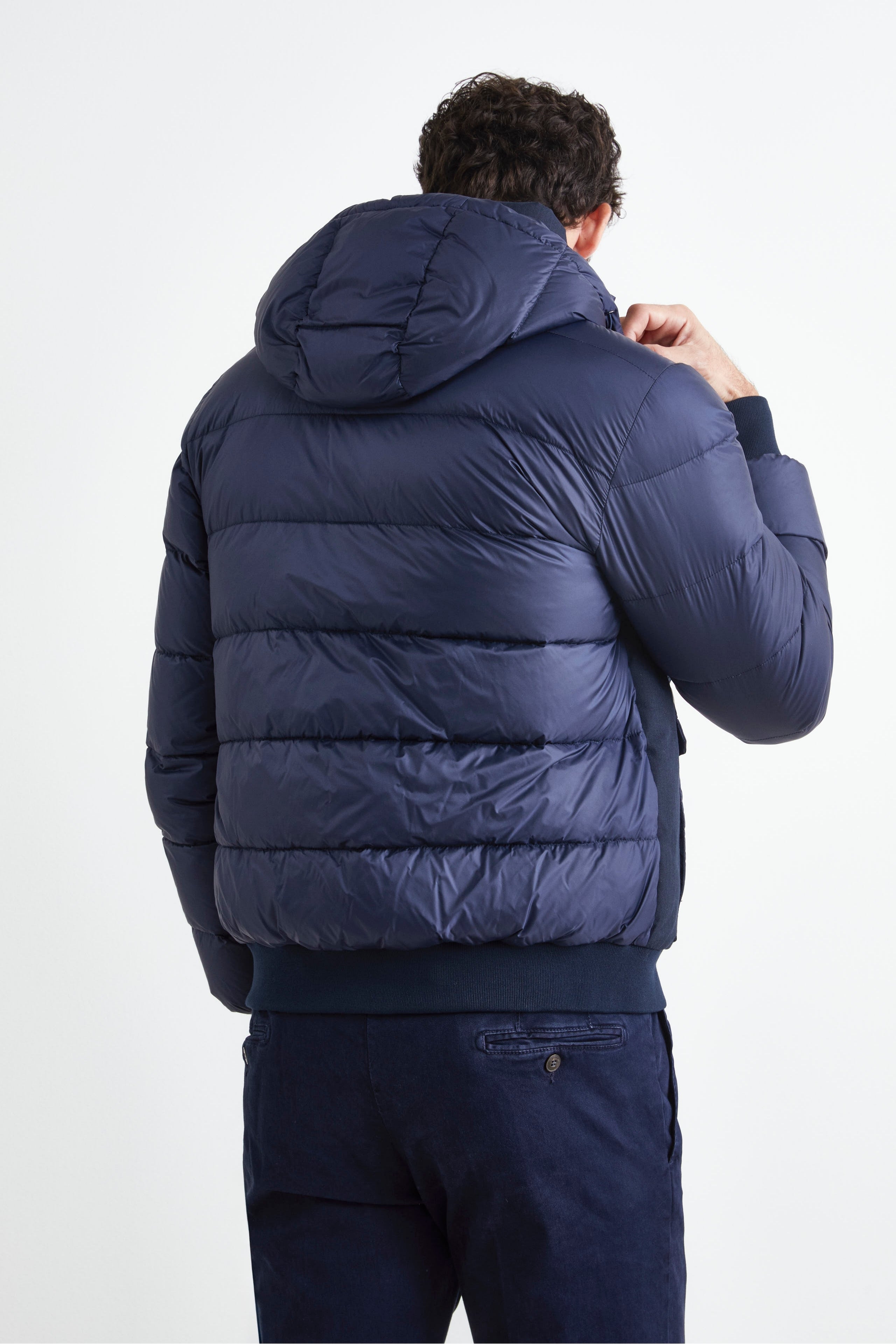 Blouson Matelassé avec Capuche - BLEU