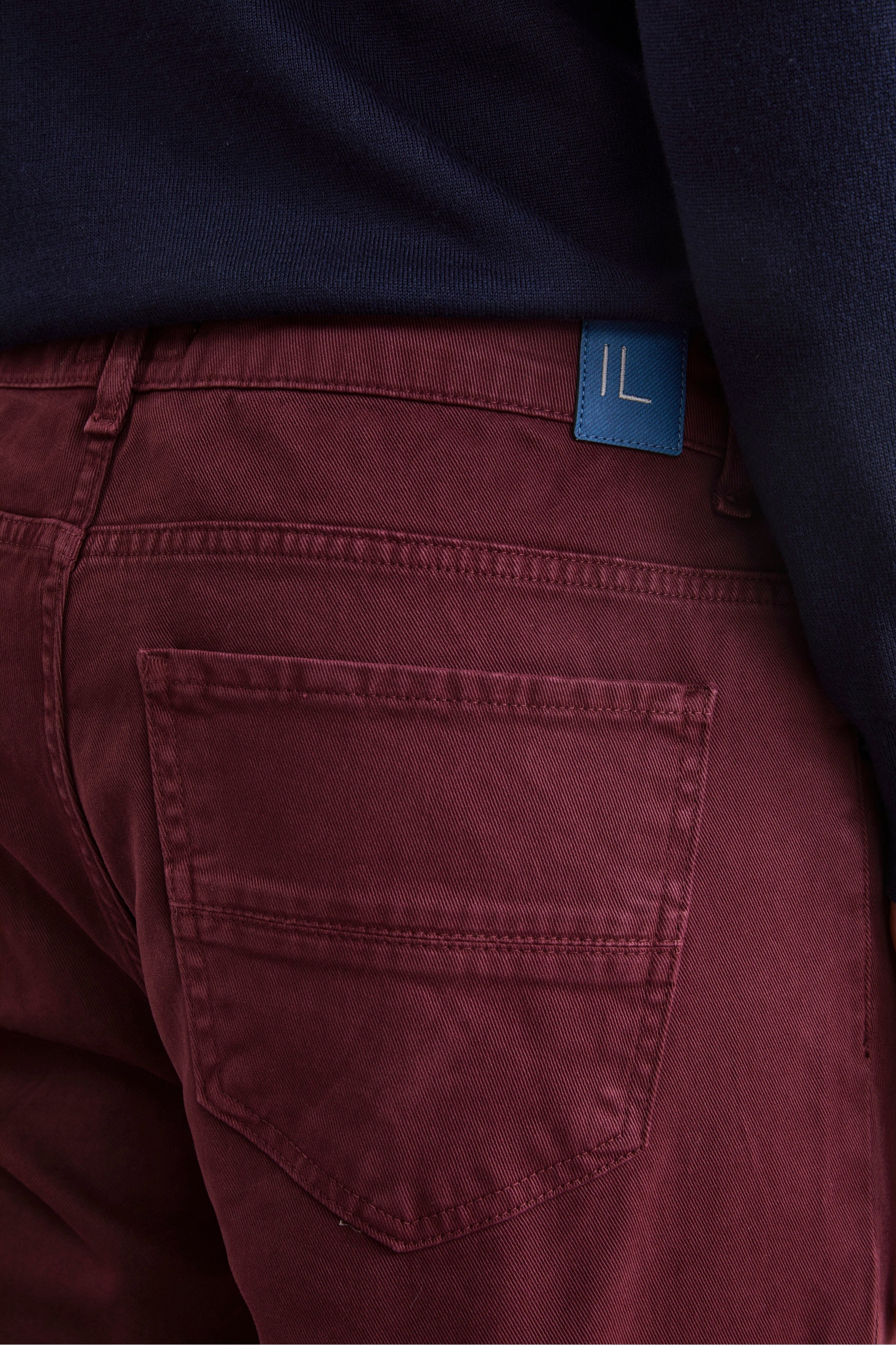 Regular Fit Five-Pocket Pants - Burgundy