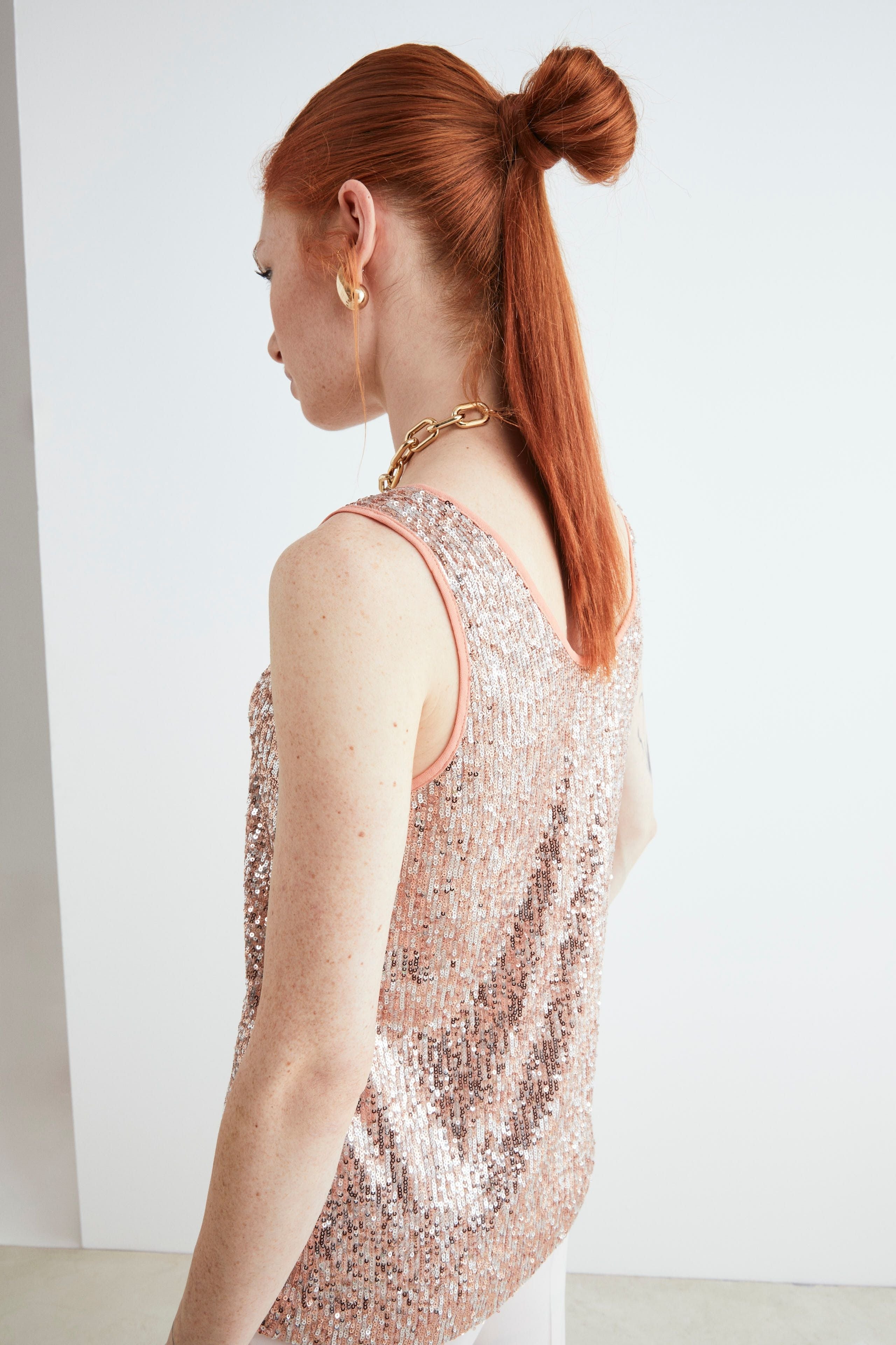 Pink top with sequins - PINK