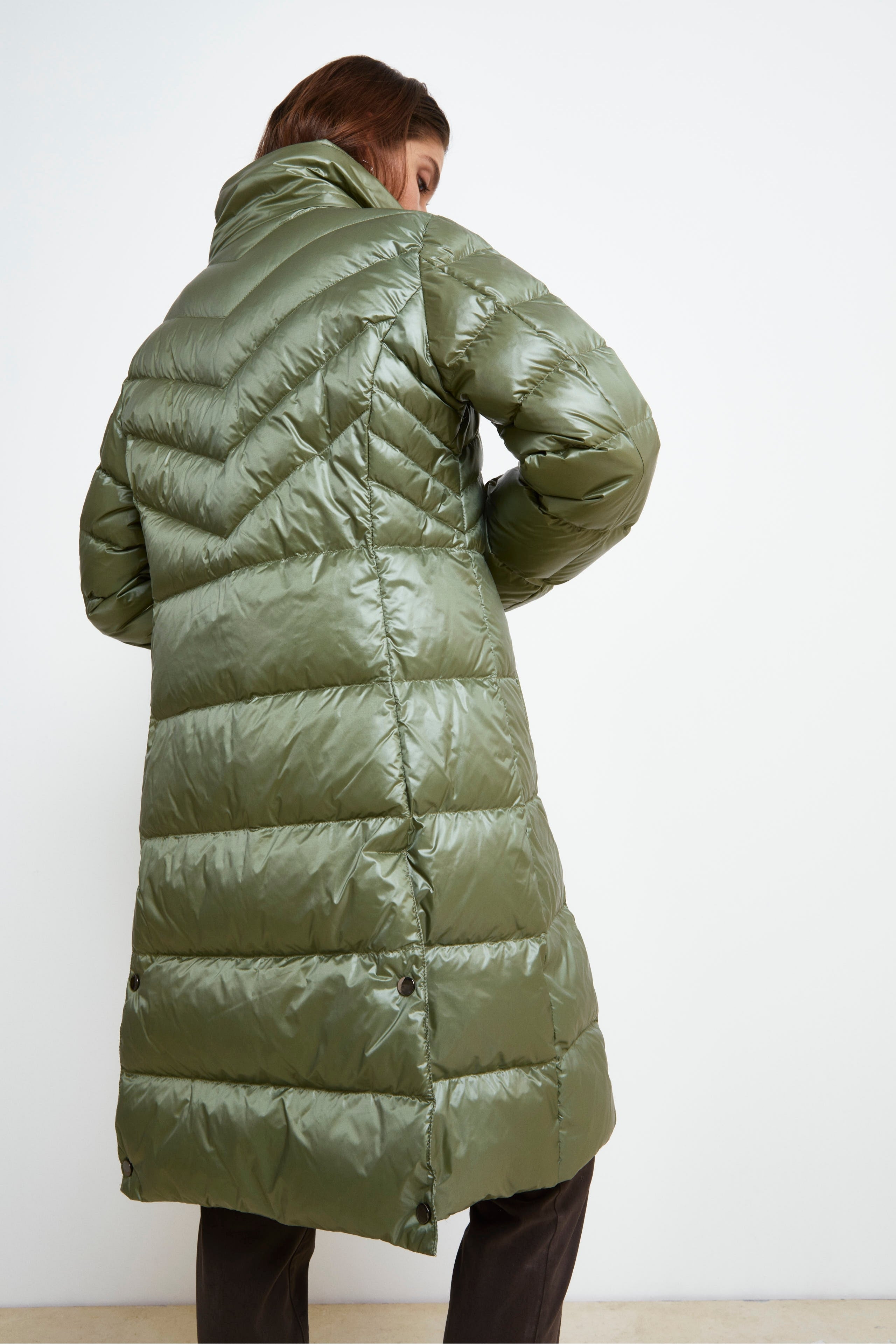 Hooded Down Jacket - Sage green