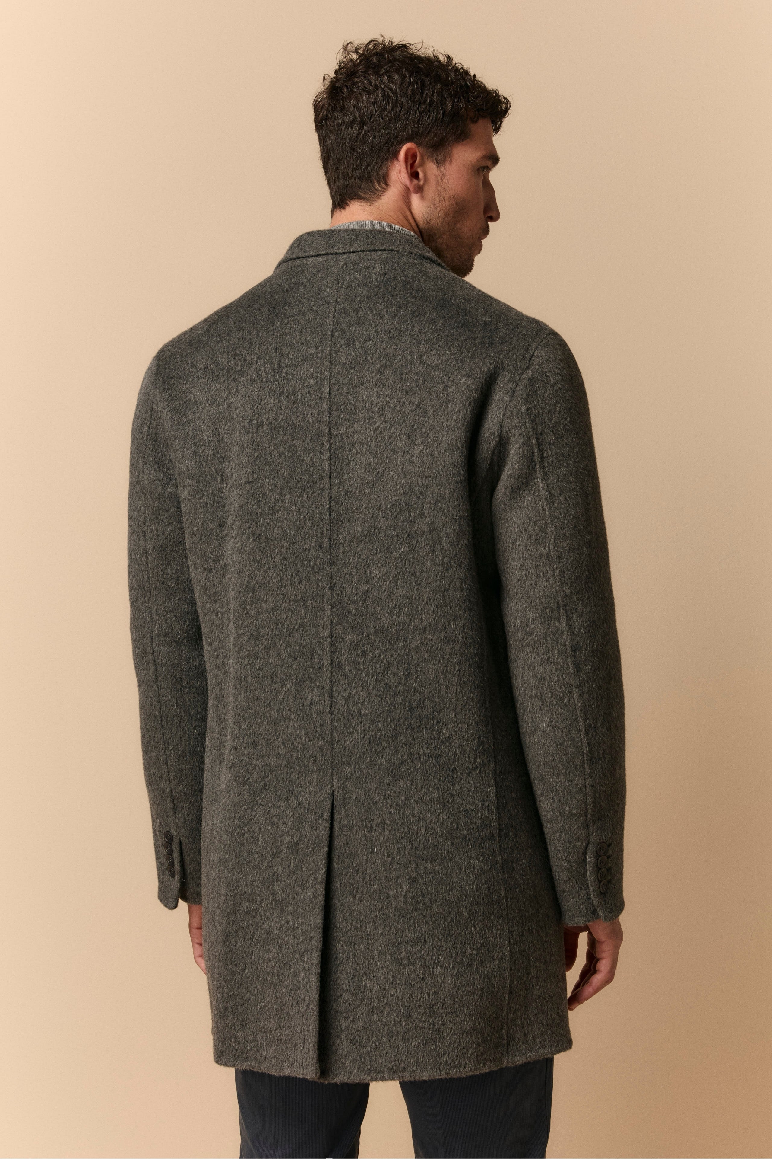 Wool Coat with Down Vest - Dark grey