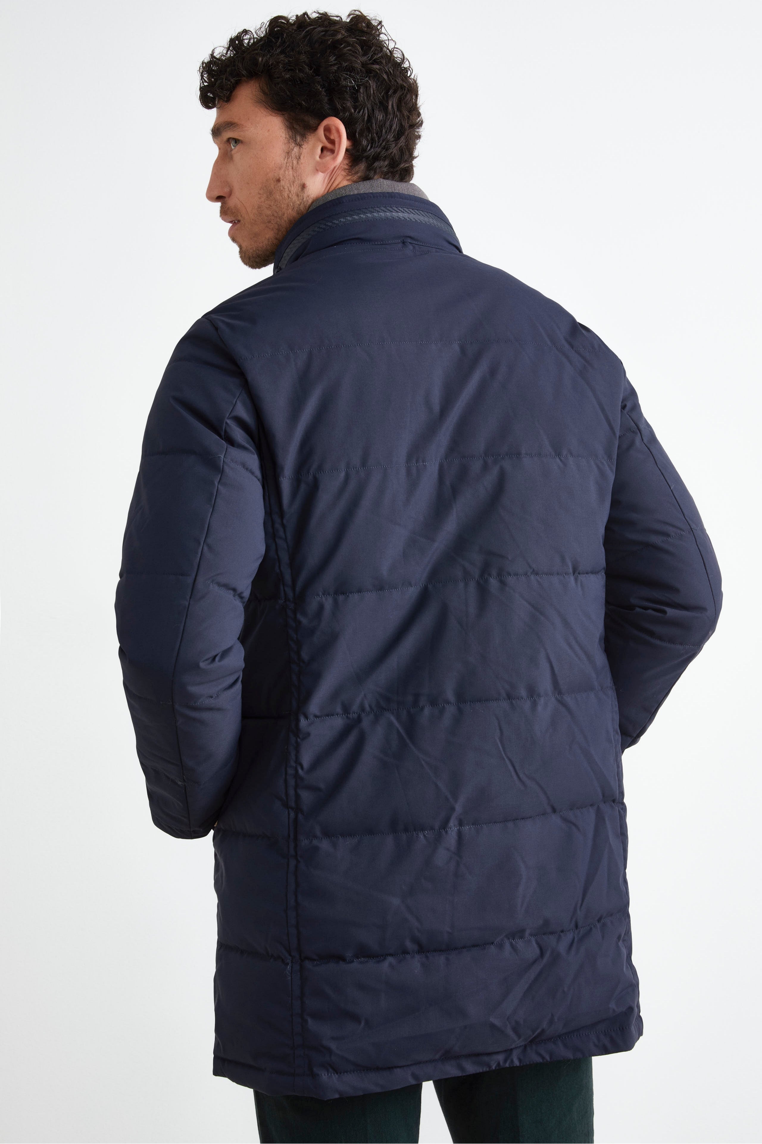 Long Quilted Coat - BLUE