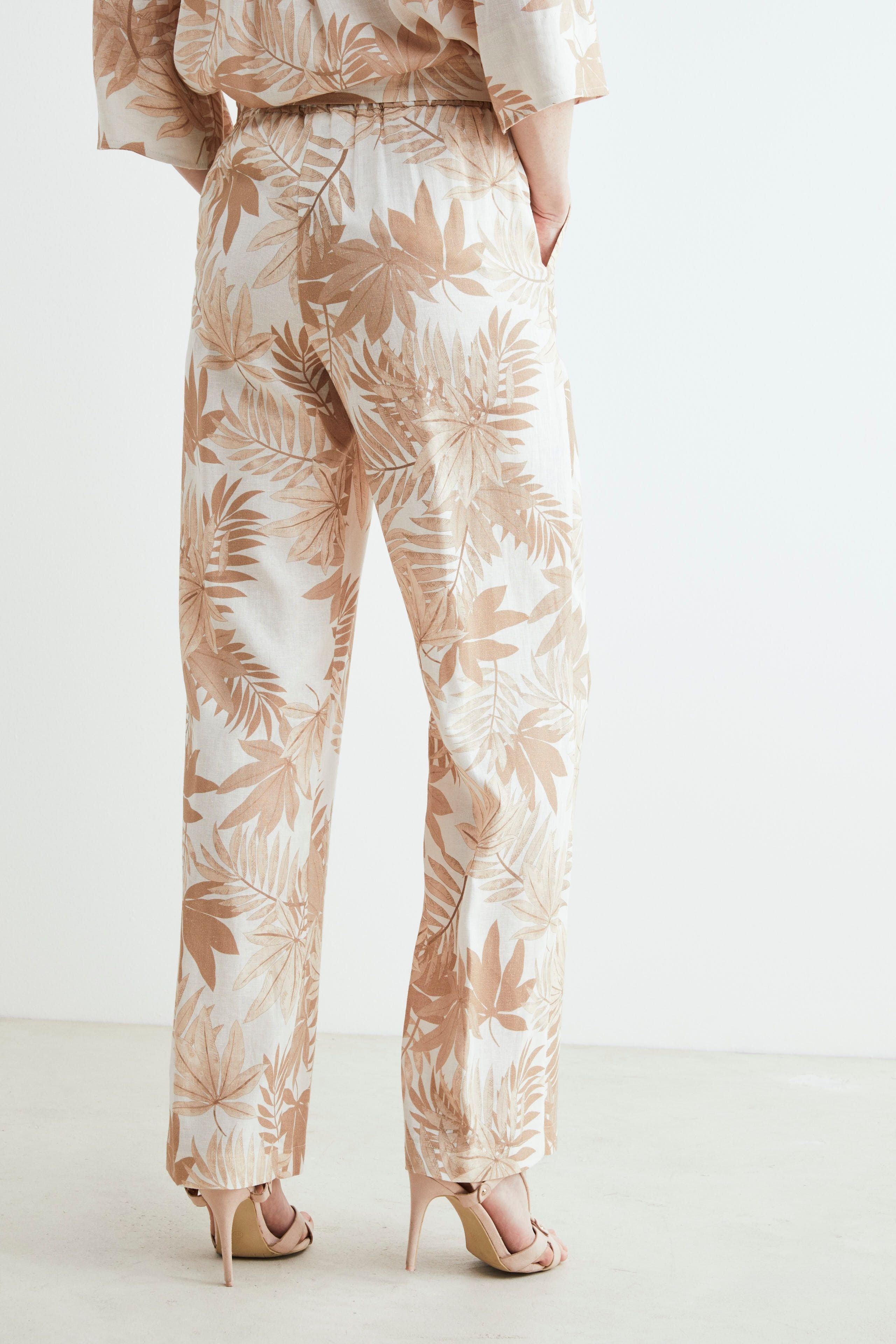 Pantalon à motifs en lin - Motif beige