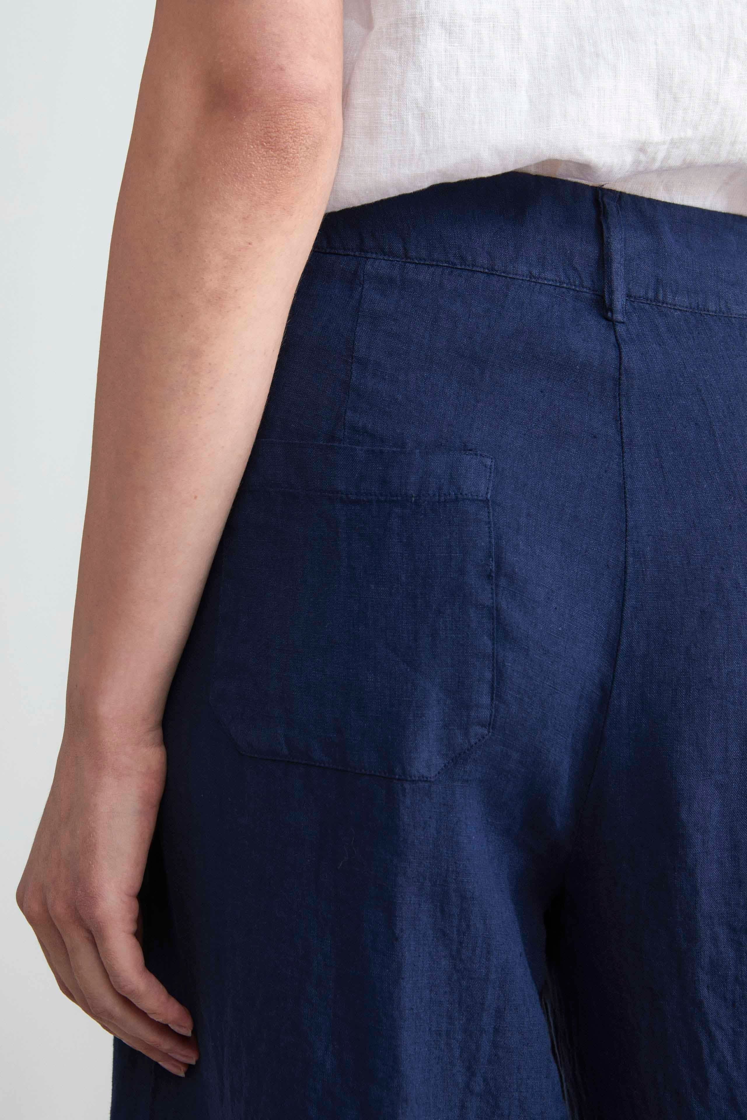 Pantalon court en lin - Bleu