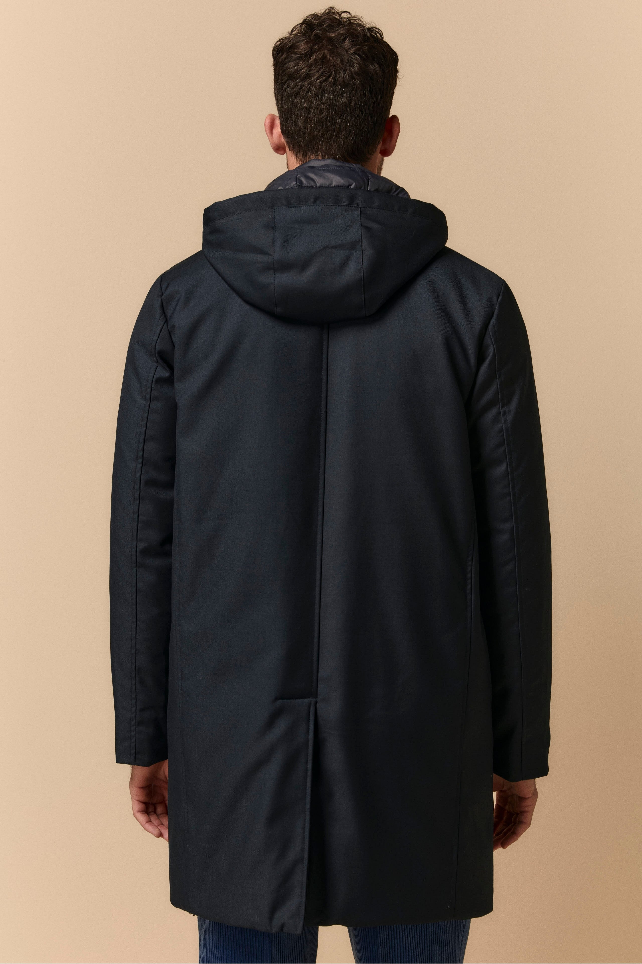 Long Jacket with Removable Hood - BLUE