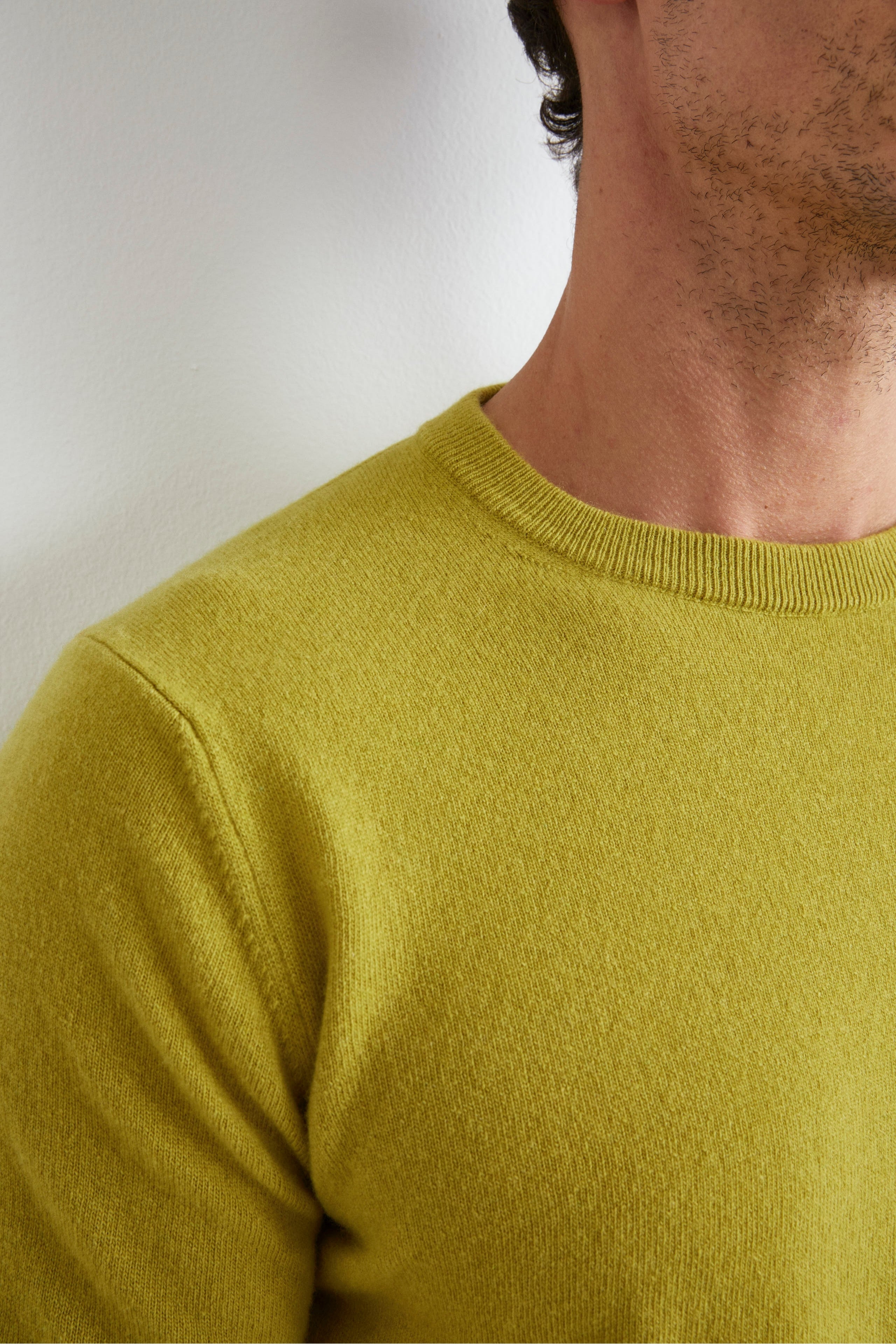 Crew-neck sweater in wool - LIME