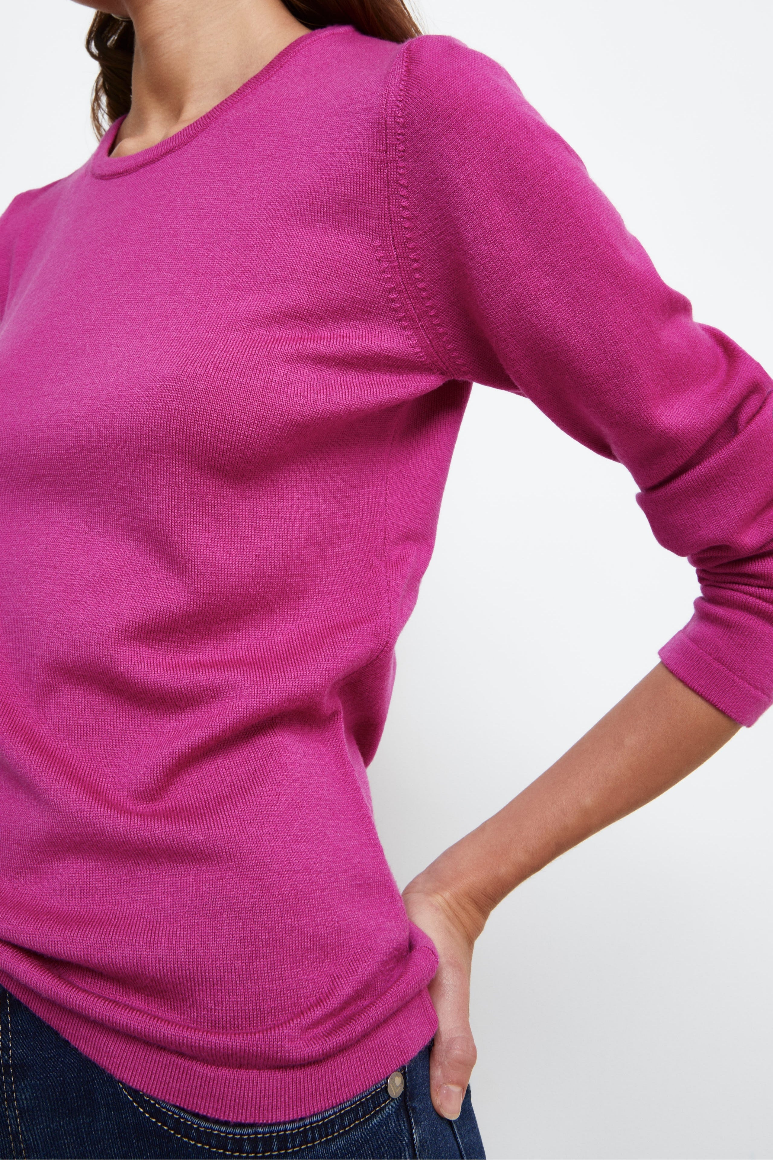 Merino wool crewneck sweater - Fuchsia