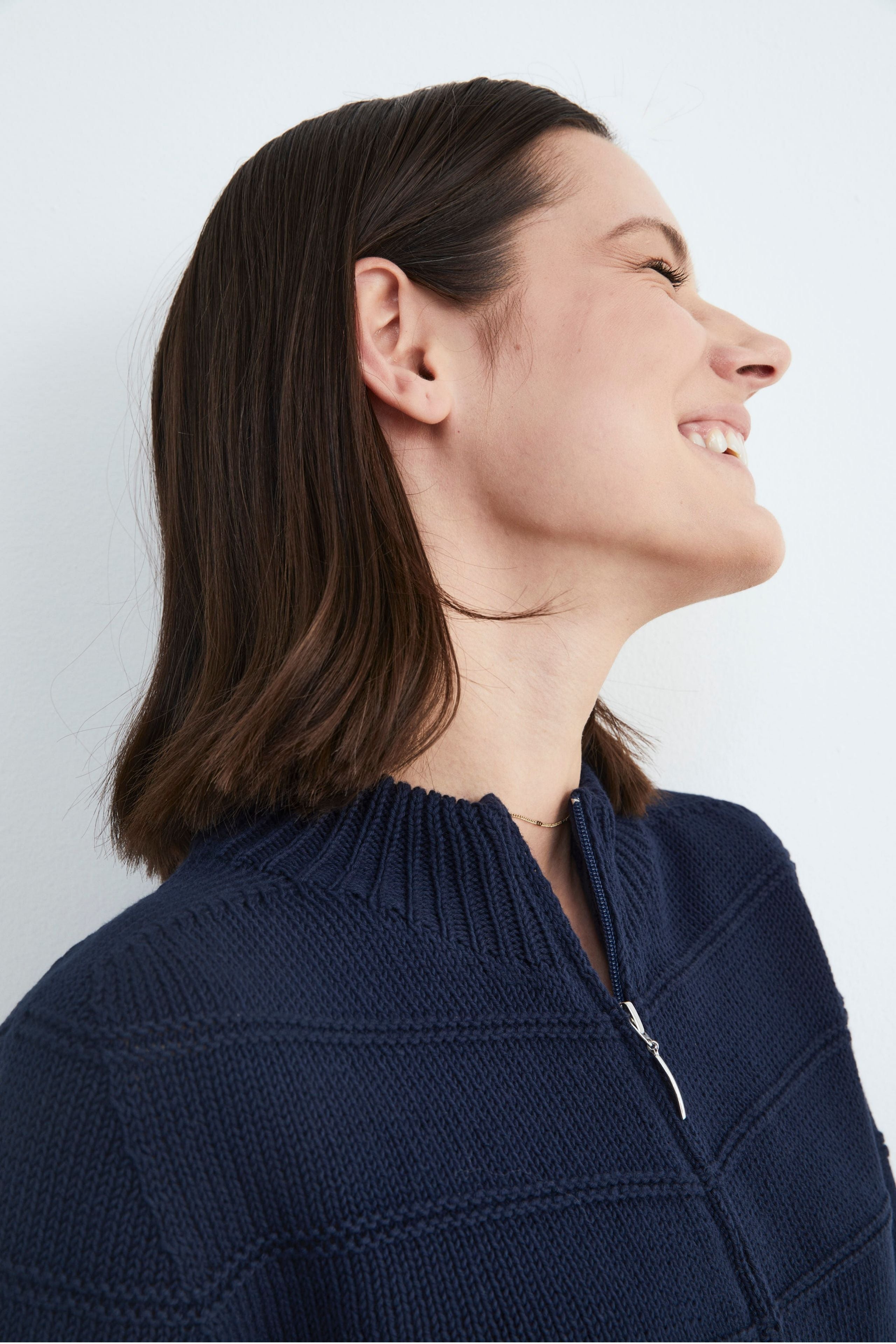 Cardigan zippé pour femmes - BLEU