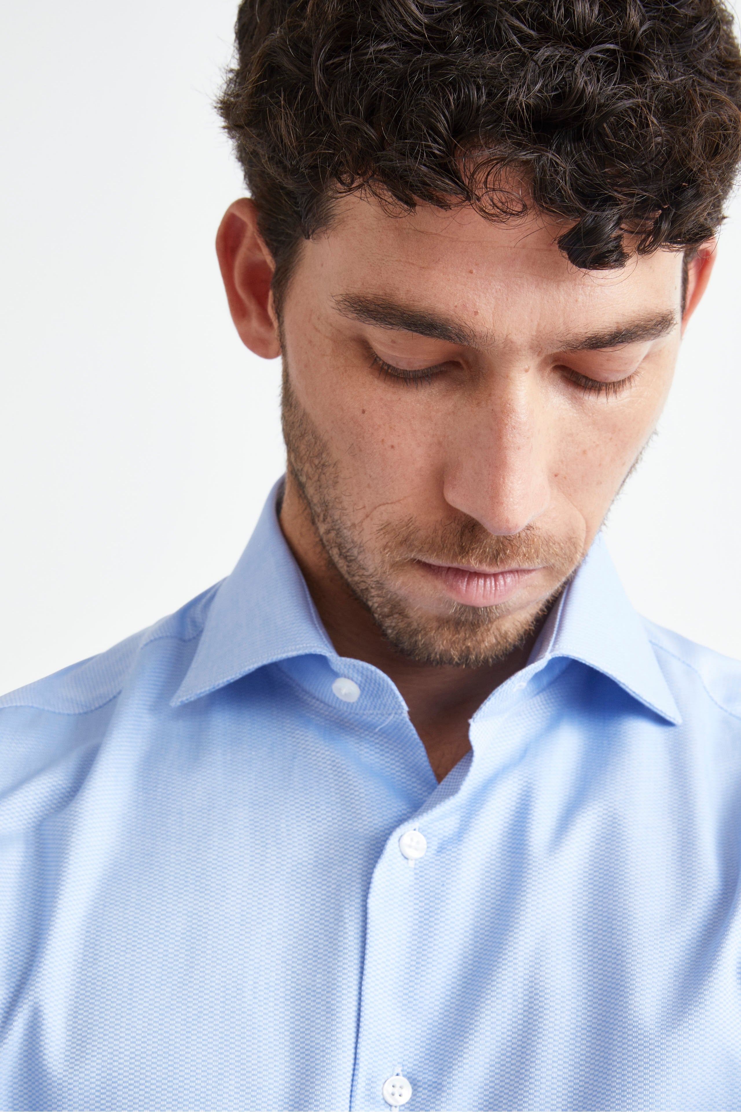 Regular Fit Shirt with French Collar - Light blue pattern