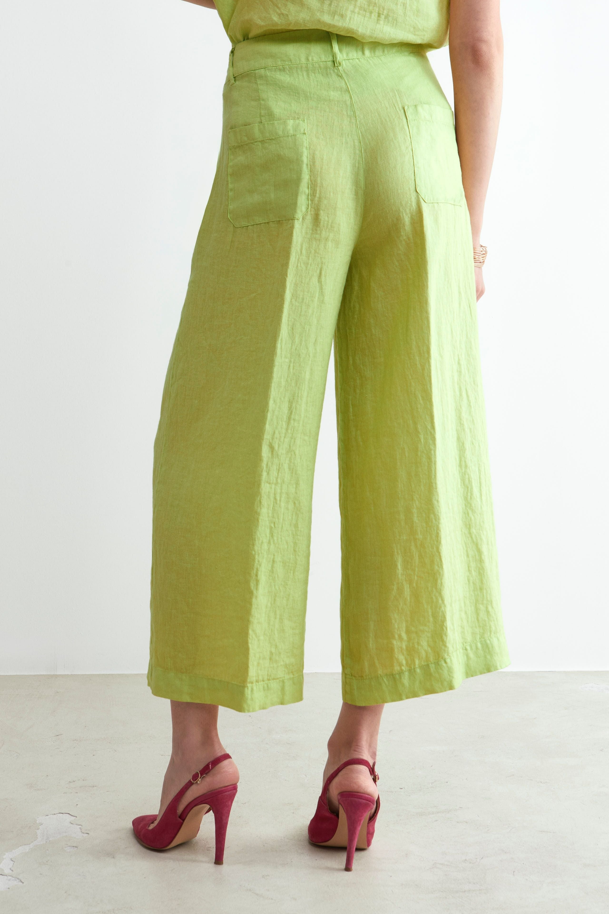 Kurze Leinenhose - LIME