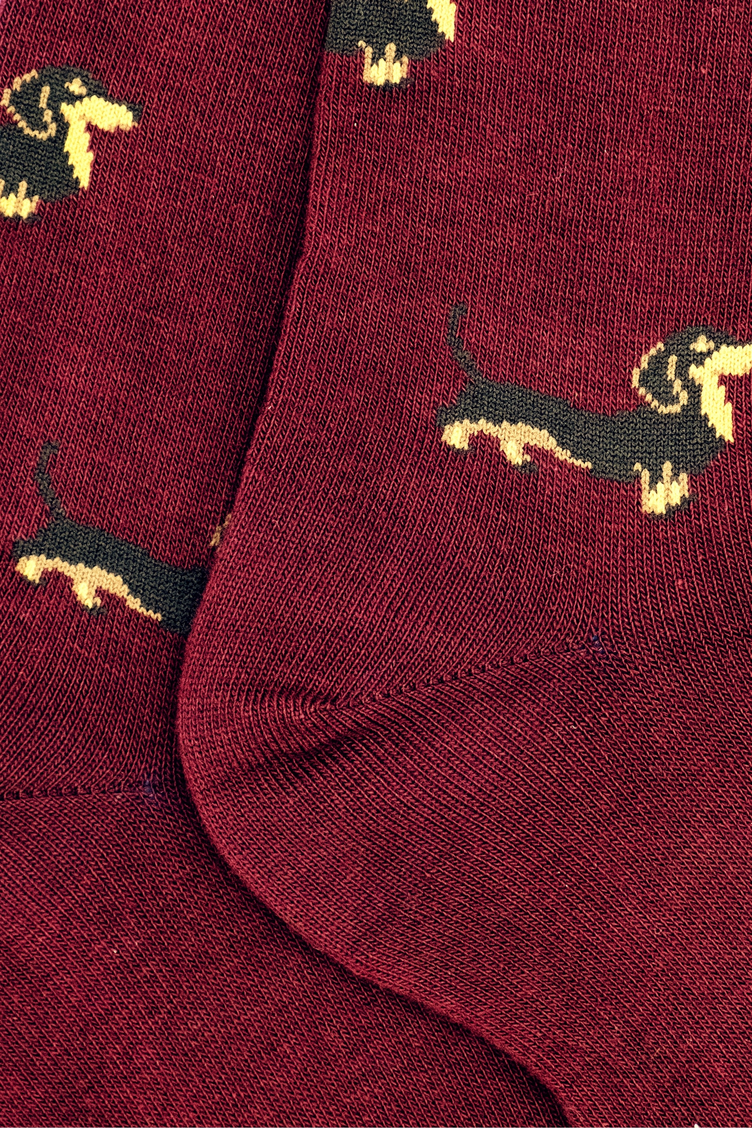 Patterned Long Cotton Socks - Burgundy