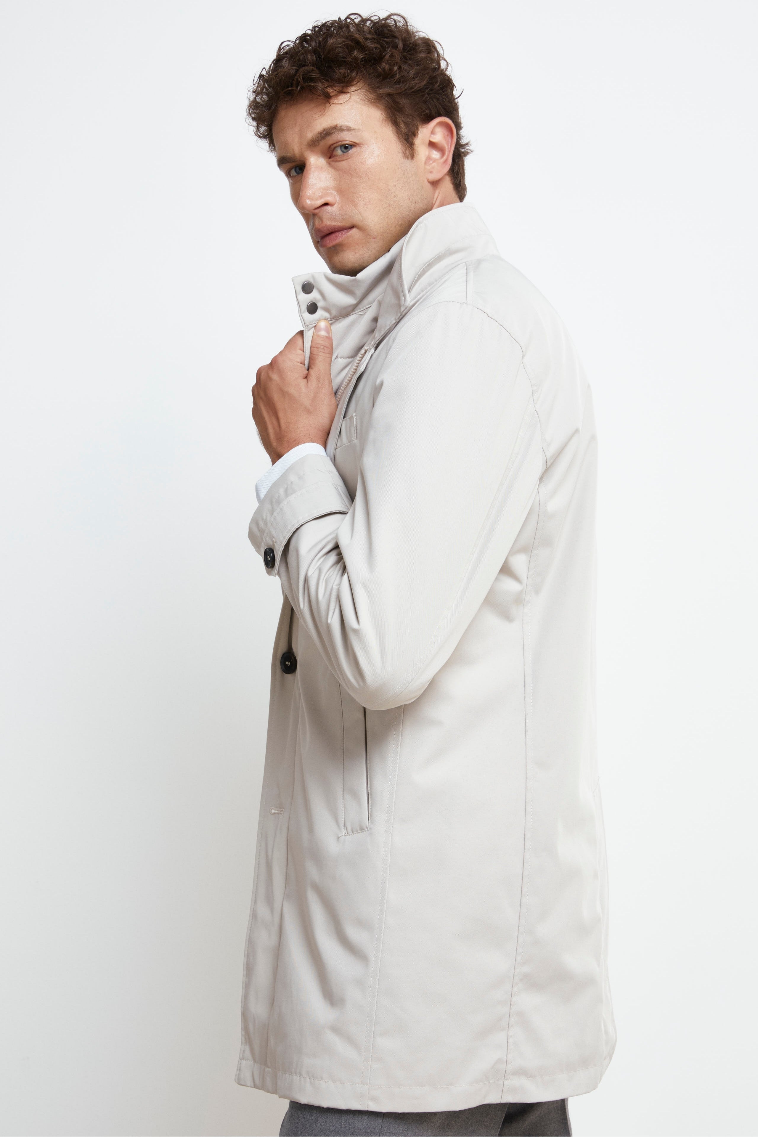 Raincoat with placket - Light grey