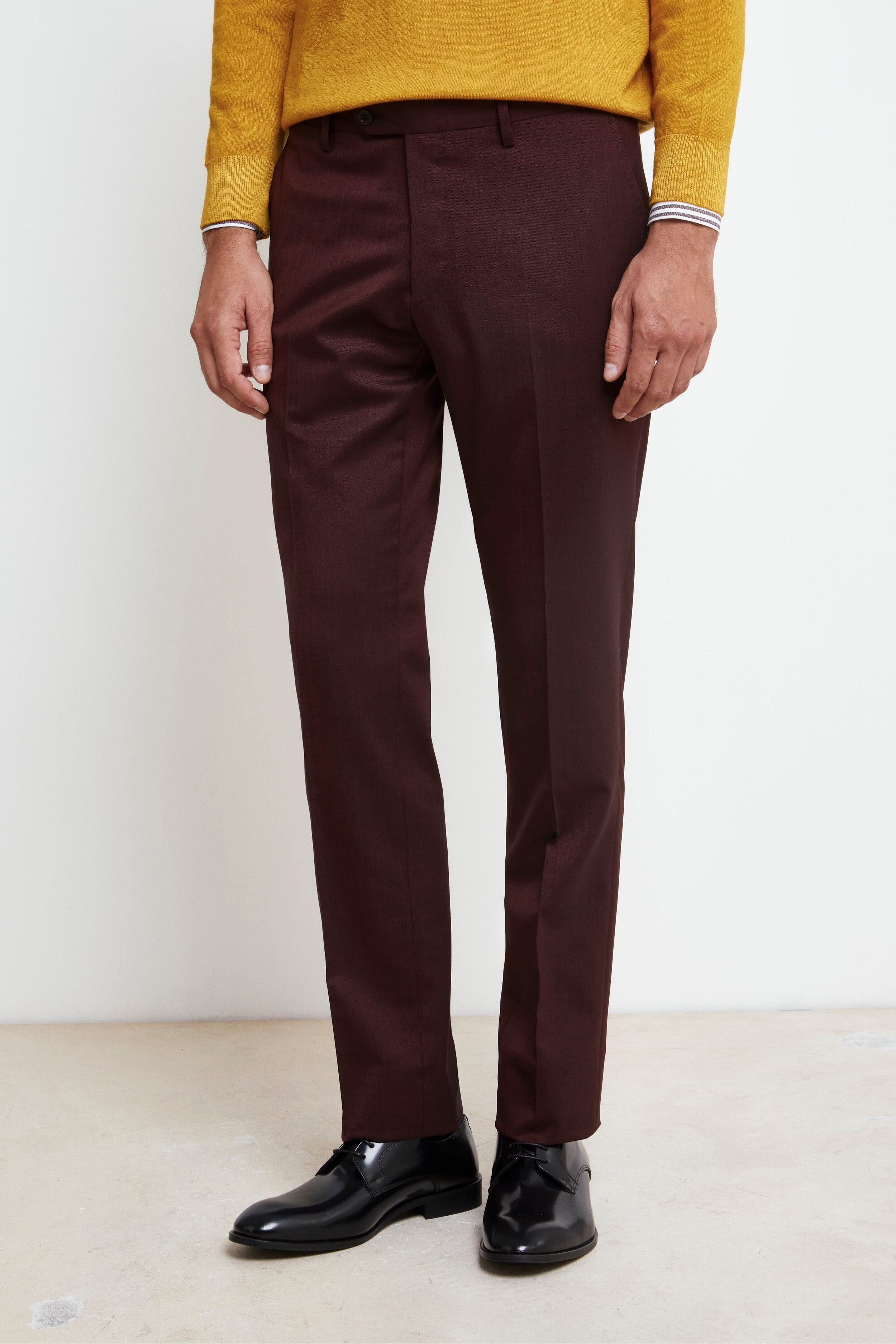 Colored Single-Breasted Slim Fit Suit - Burgundy