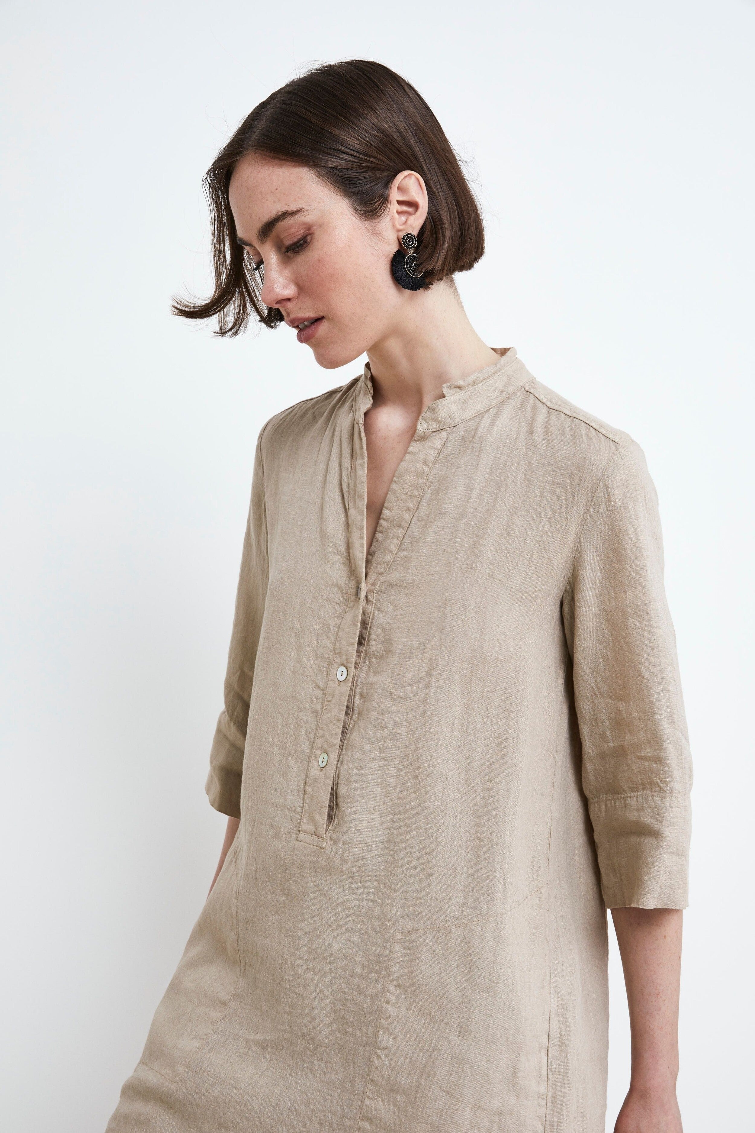 Robe de lin souple - BEIGE