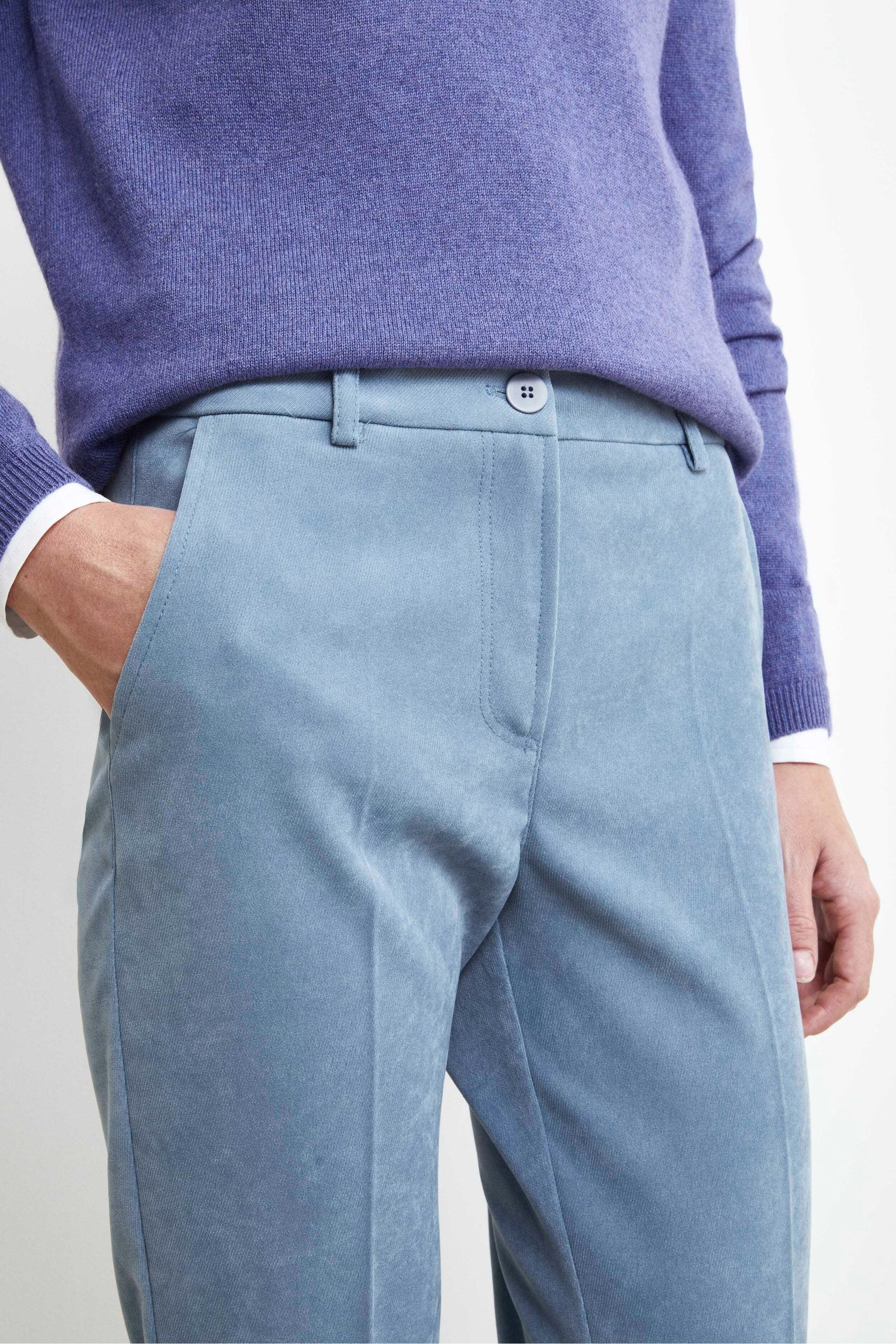 Pantalon Cigarette en Velours - Bleu cobalt