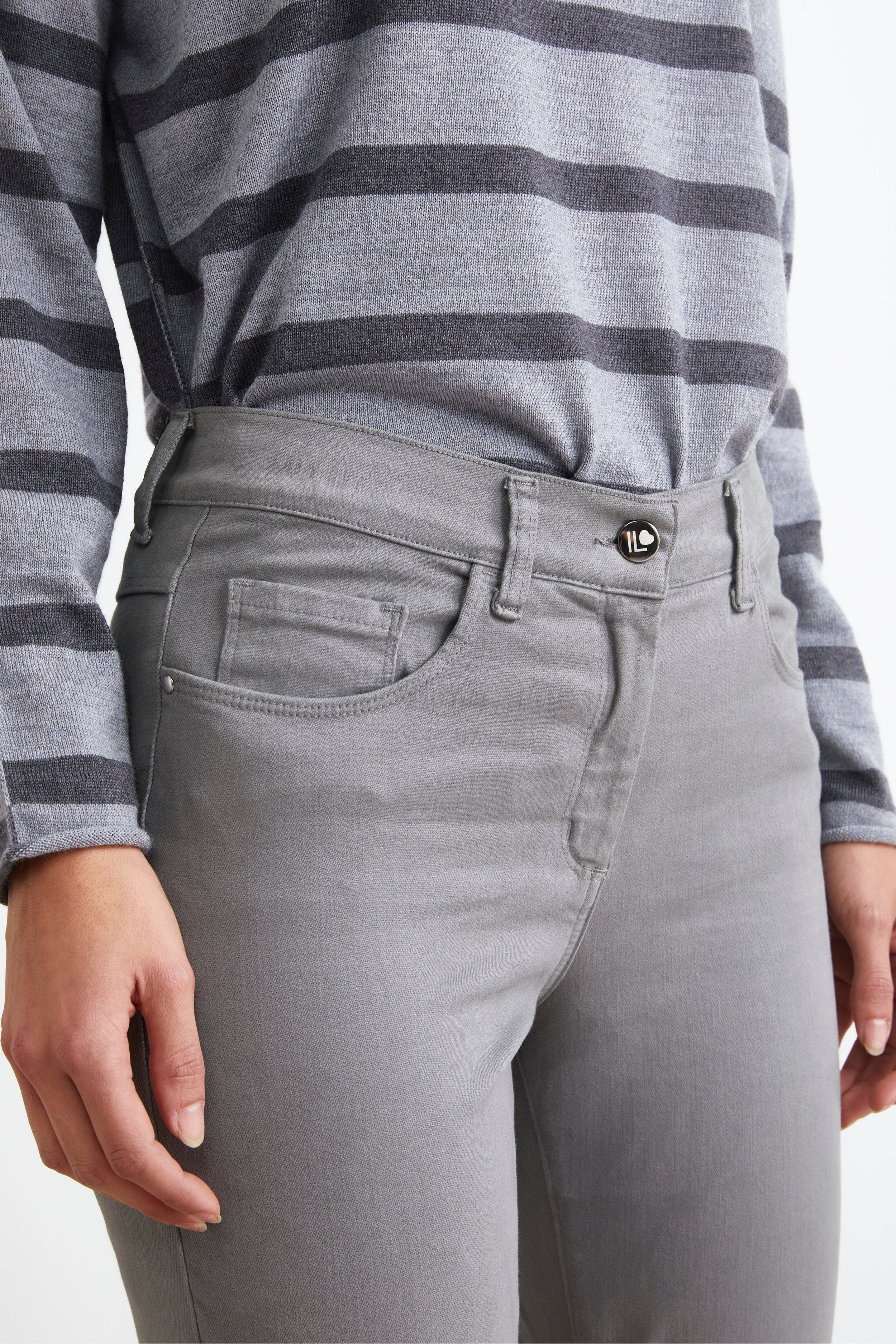 Five-Pocket Stretch Pants - SILVER