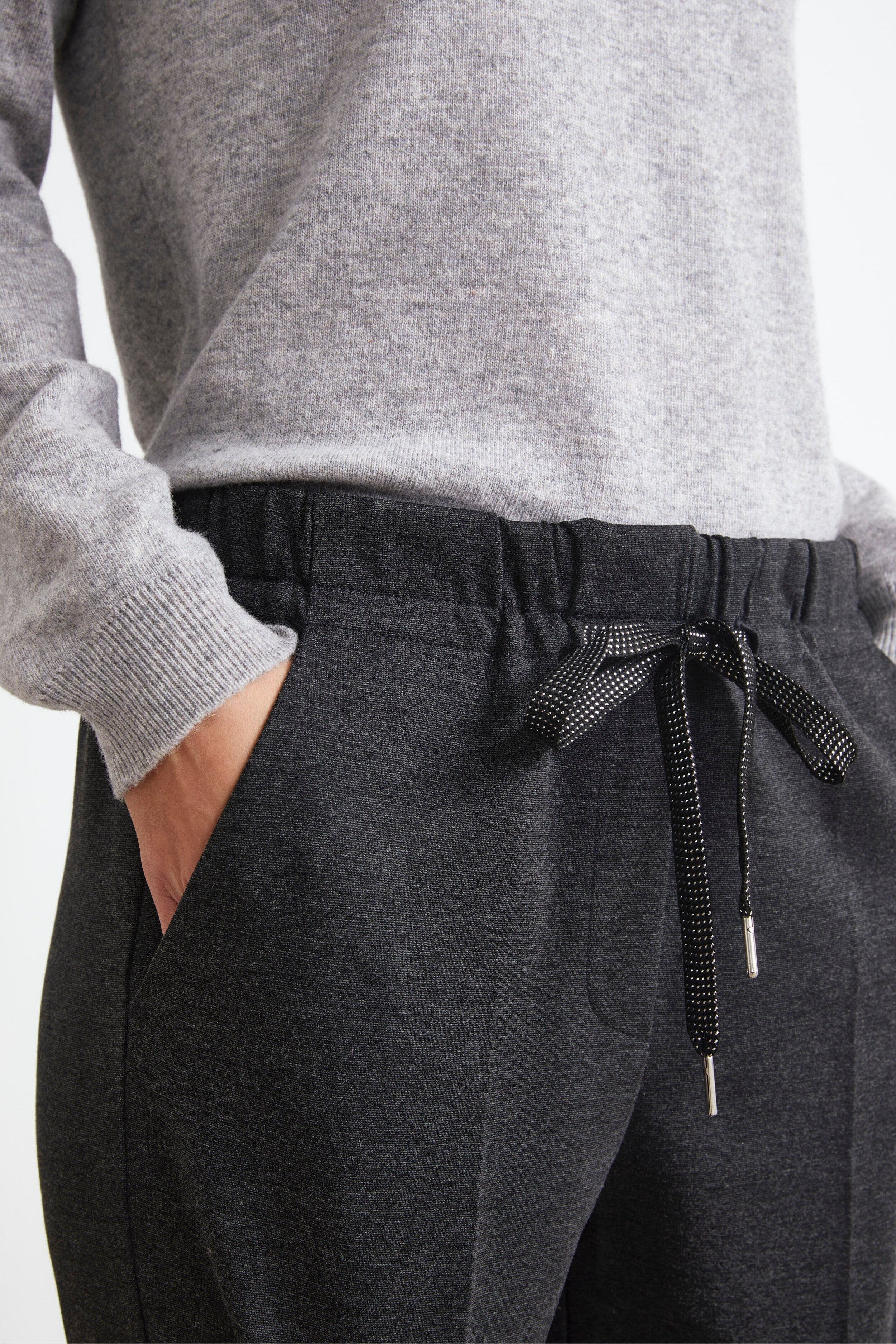 Drawstring Pants with America Pockets - Charcoal grey